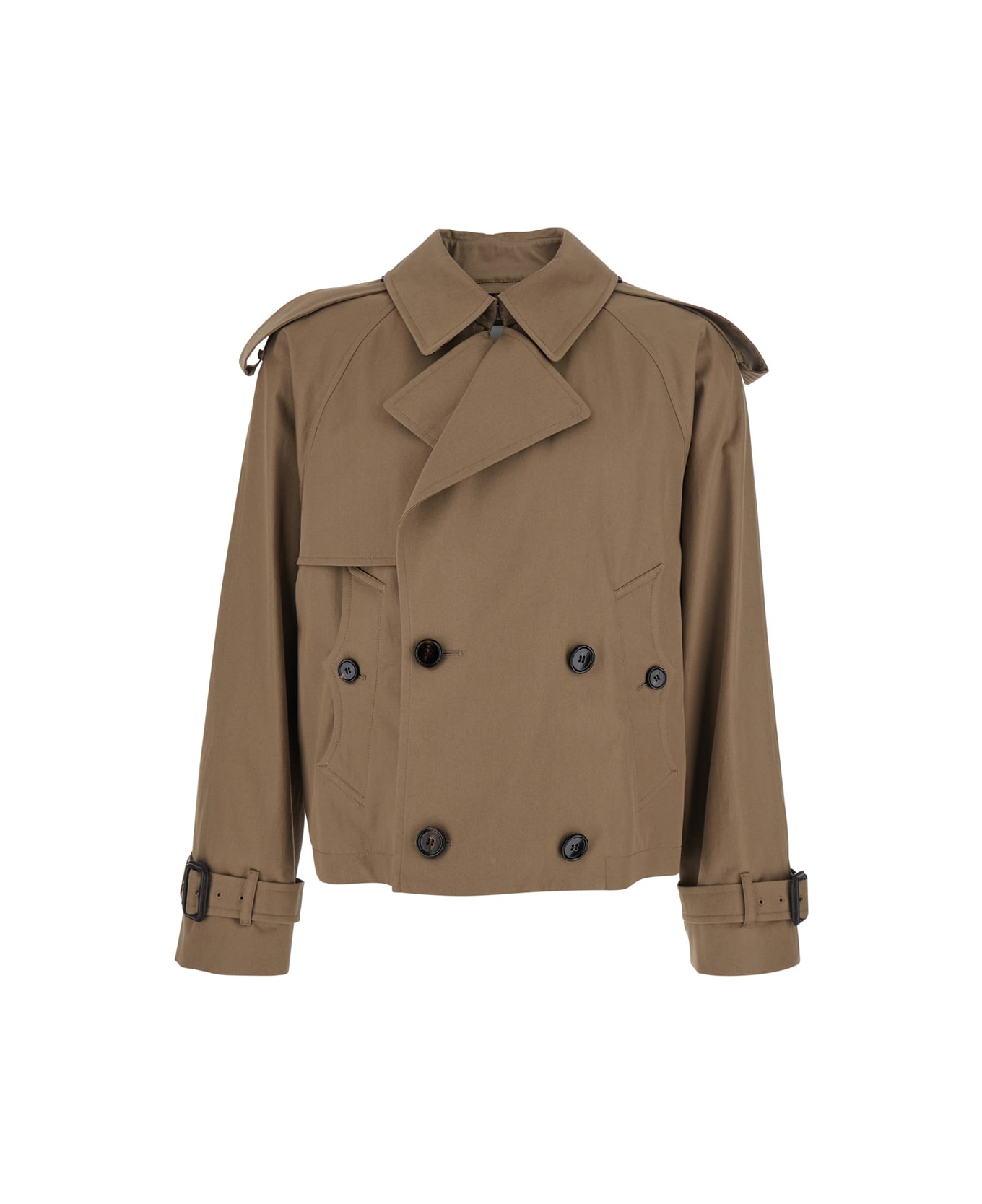 Burberry Brown Jacket With Lapels On The Front And Belts On The Cuffs In Cotton Man - Brown