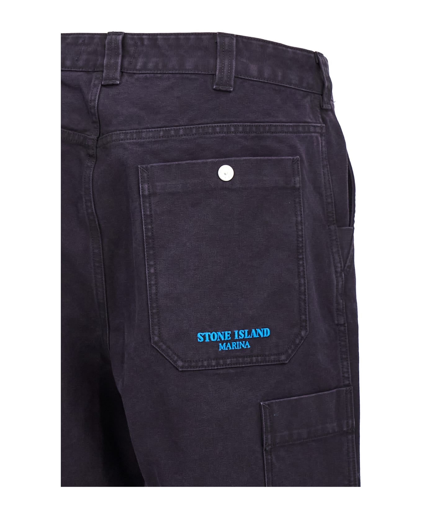 Stone Island Logo Embroidery Pants - Blue