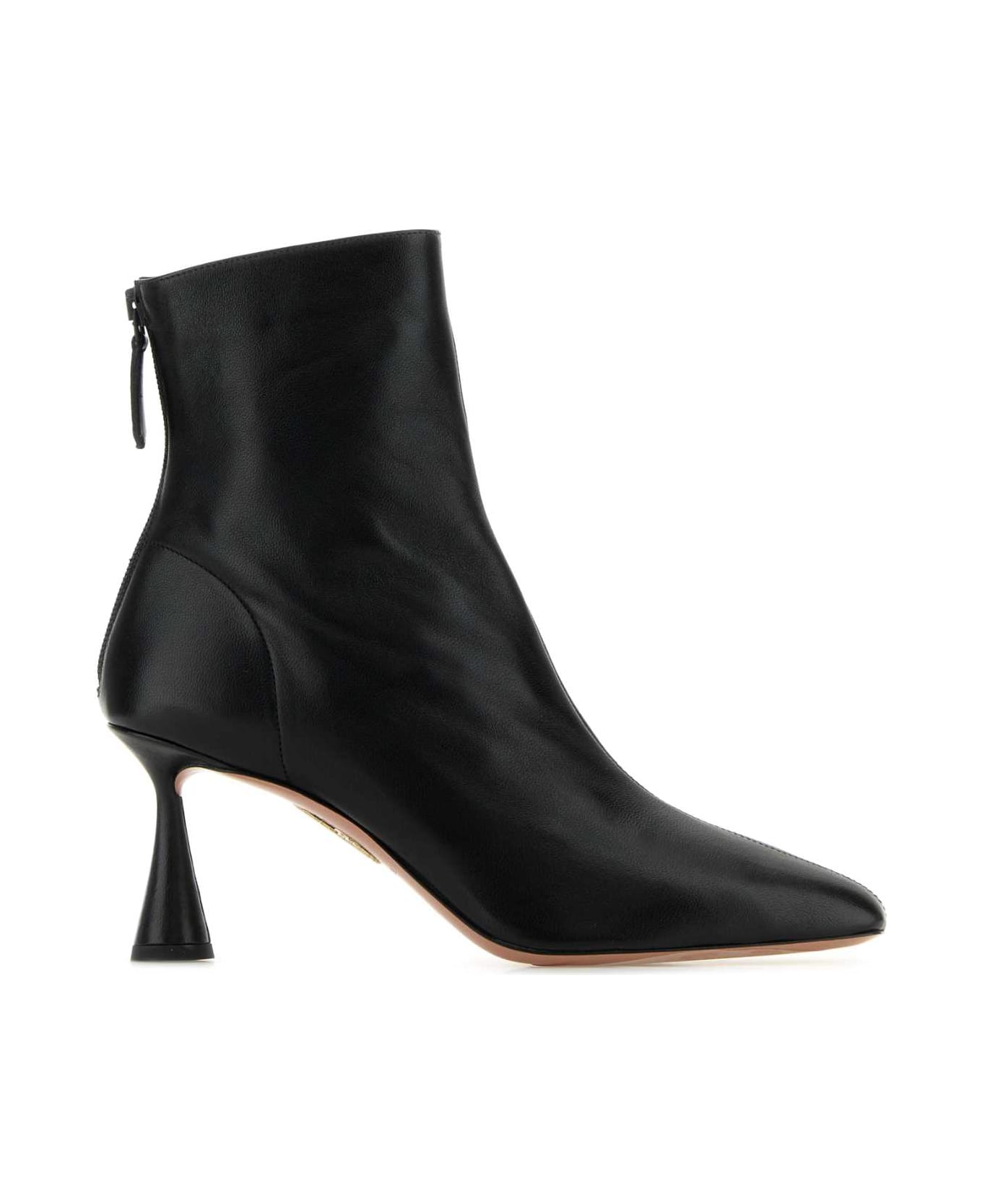 Aquazzura Black Nappa Leather Amore Ankle Boots - BLACK