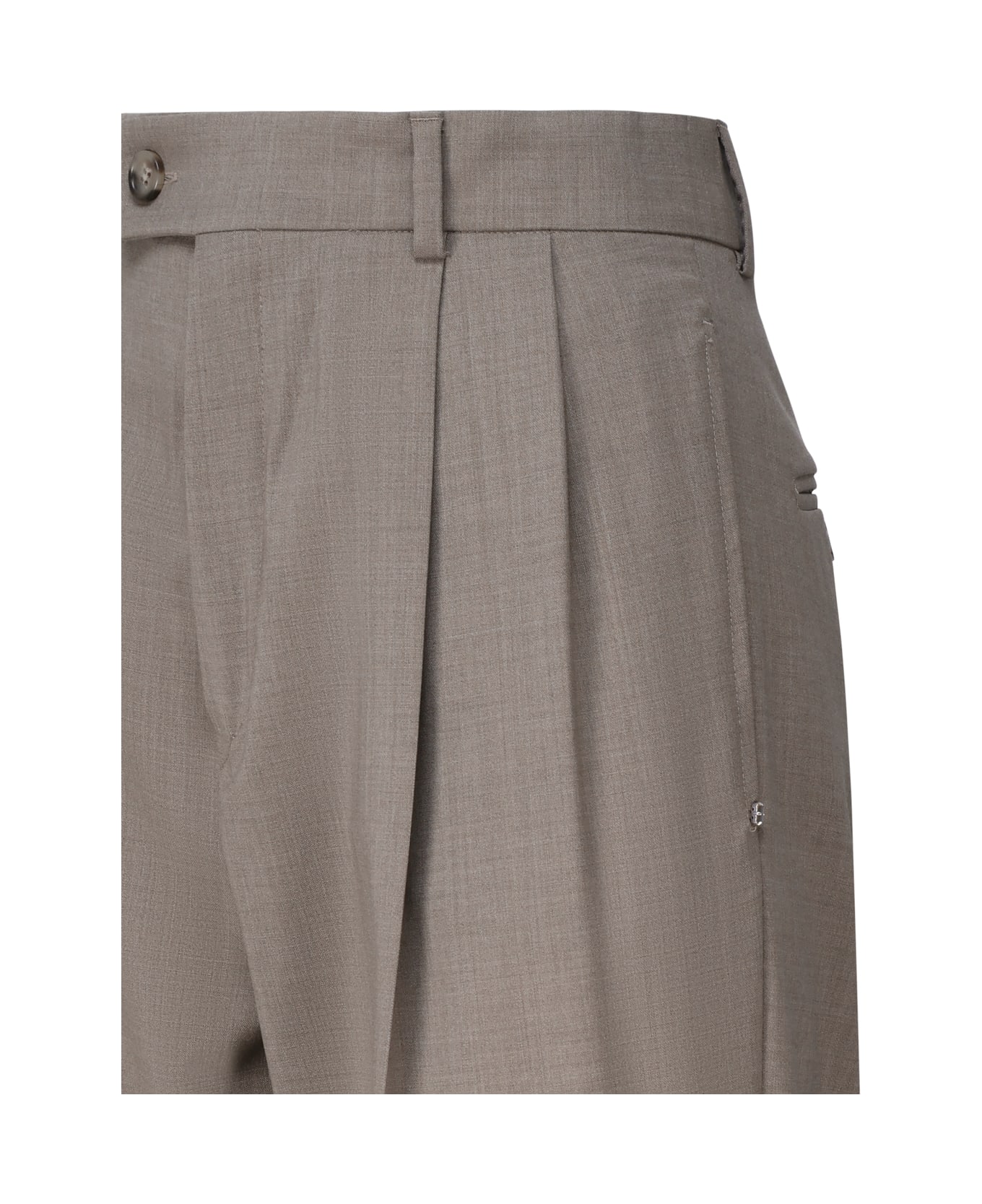 SportMax Ferito Trousers In Virgin Wool With Pinces - GREY