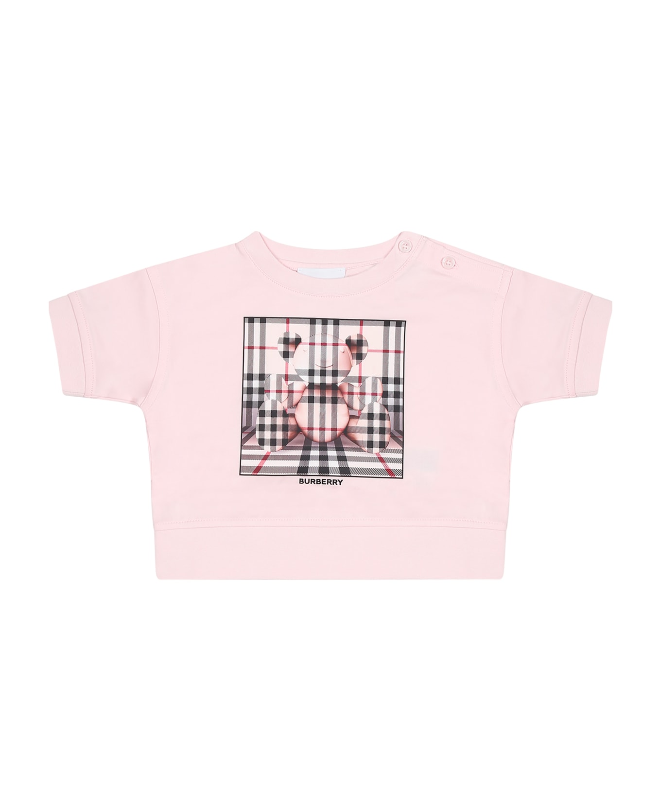 Burberry Pink T-shirt For Newborn With Logo Print - Pink