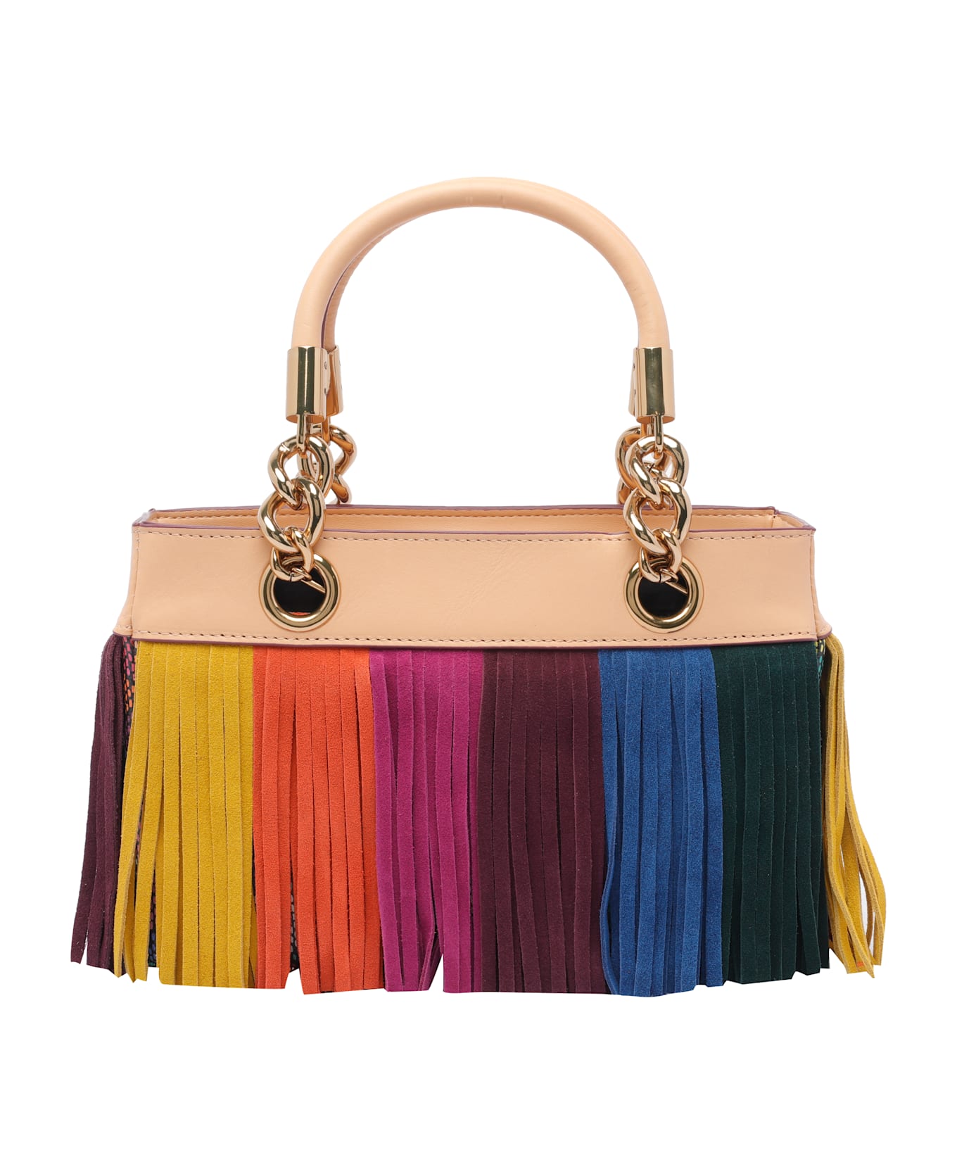 Kurt Geiger Square Kensington Fringe Handbag - MultiColour