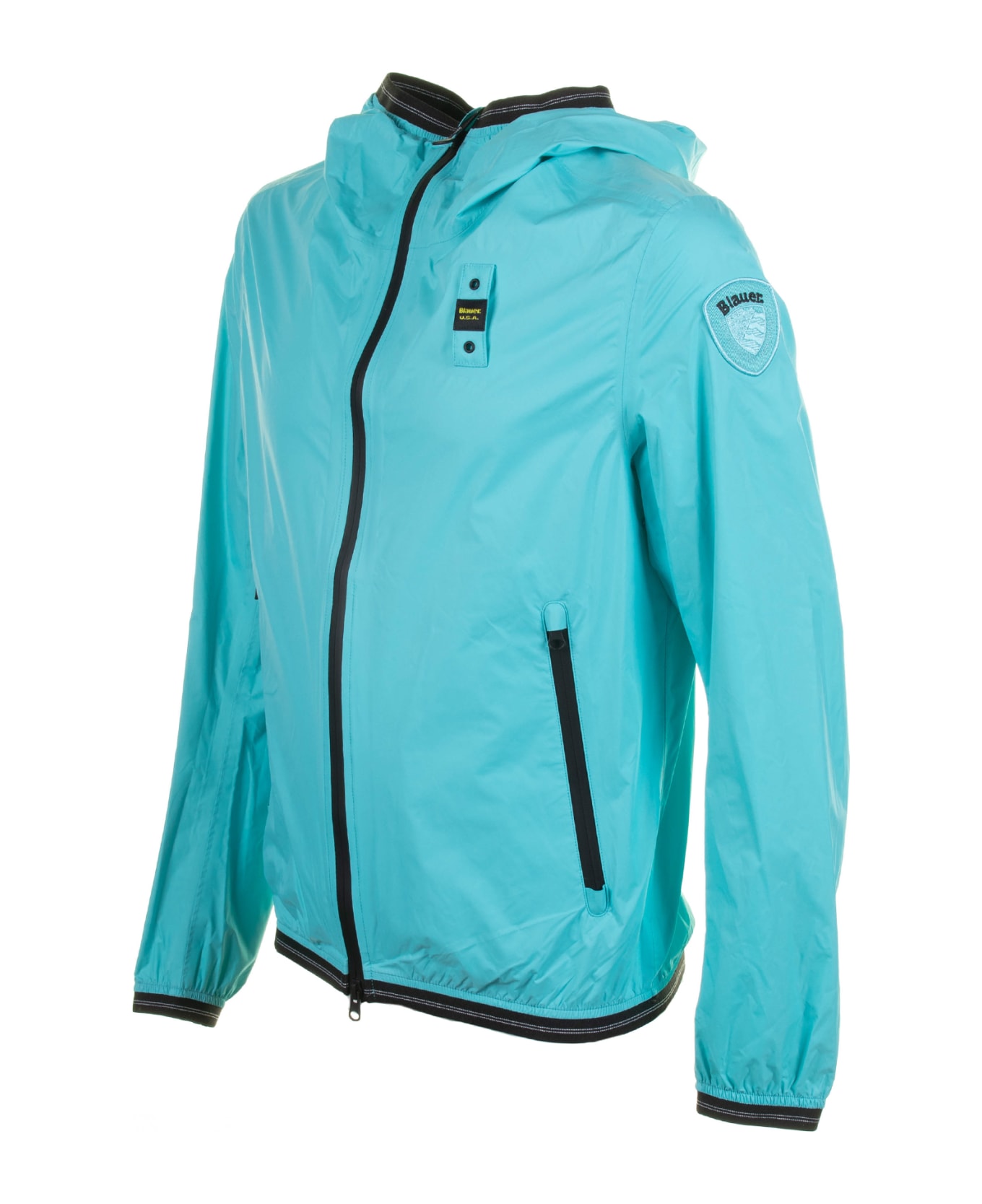 Blauer Turquoise Taped Windbreaker With Zip - TURCHESE