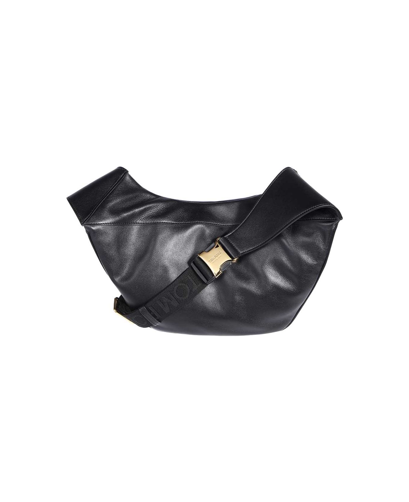 Tom Ford Leather Belt Bag With Logo - black