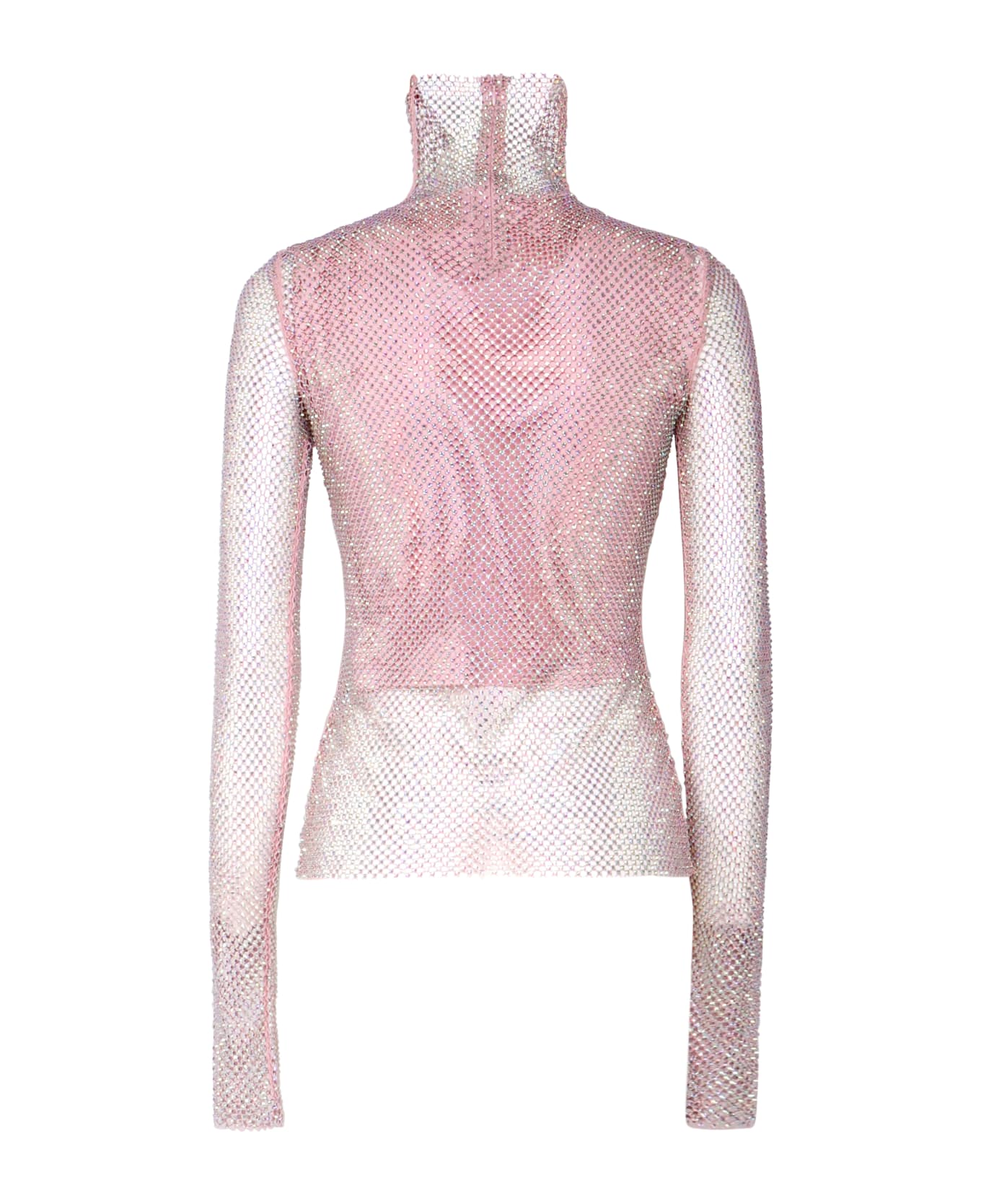 SportMax Valdai Transparent Perforated Sweater With Rhinestones - Rosa 