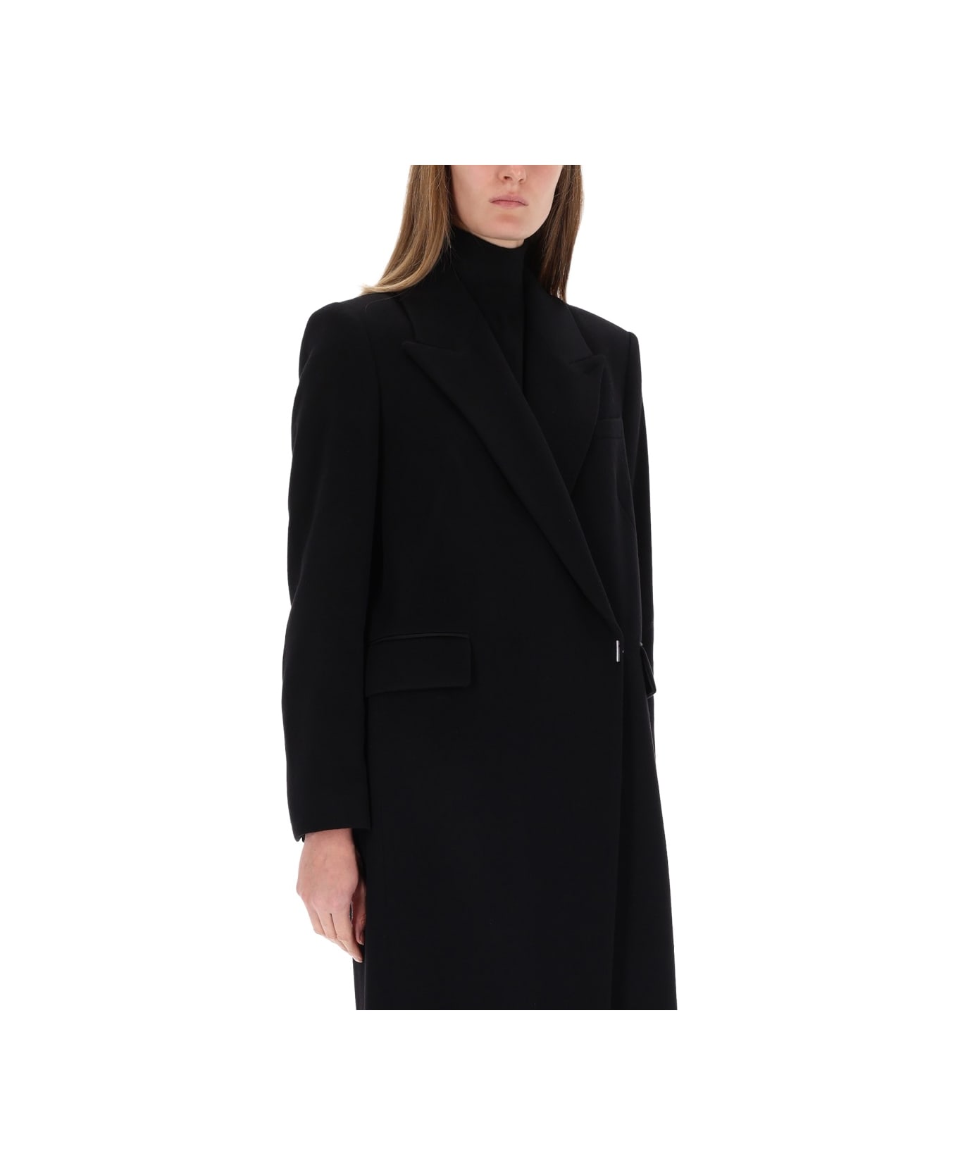 Hugo Boss Double-breasted Midi Coat - BLACK