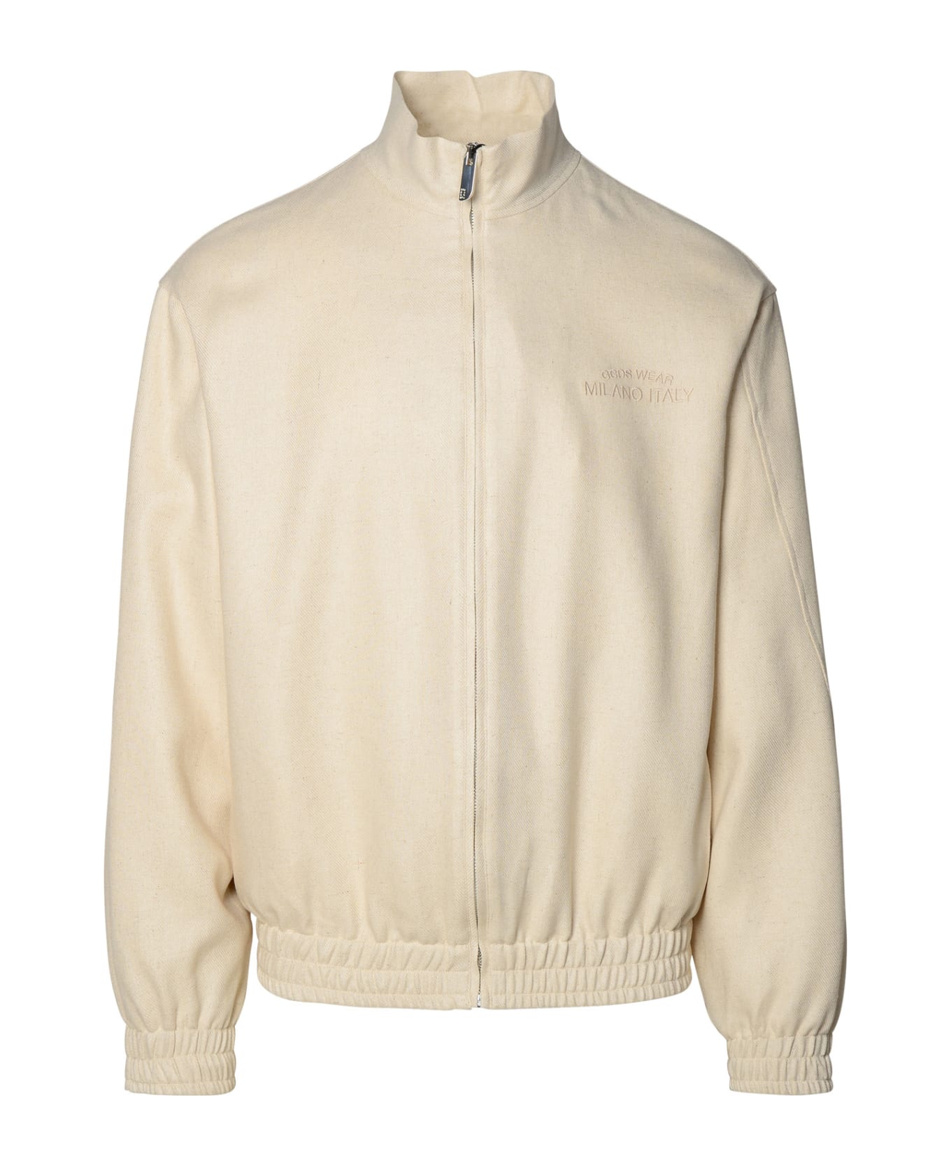 GCDS Ivory Linen Blend Jacket - WHITE