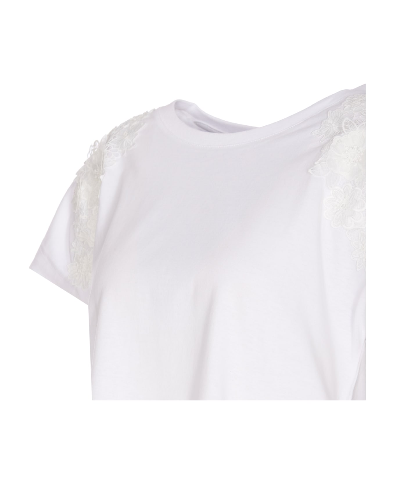 TwinSet T-shirt With Lace Details - Bianco Tシャツ