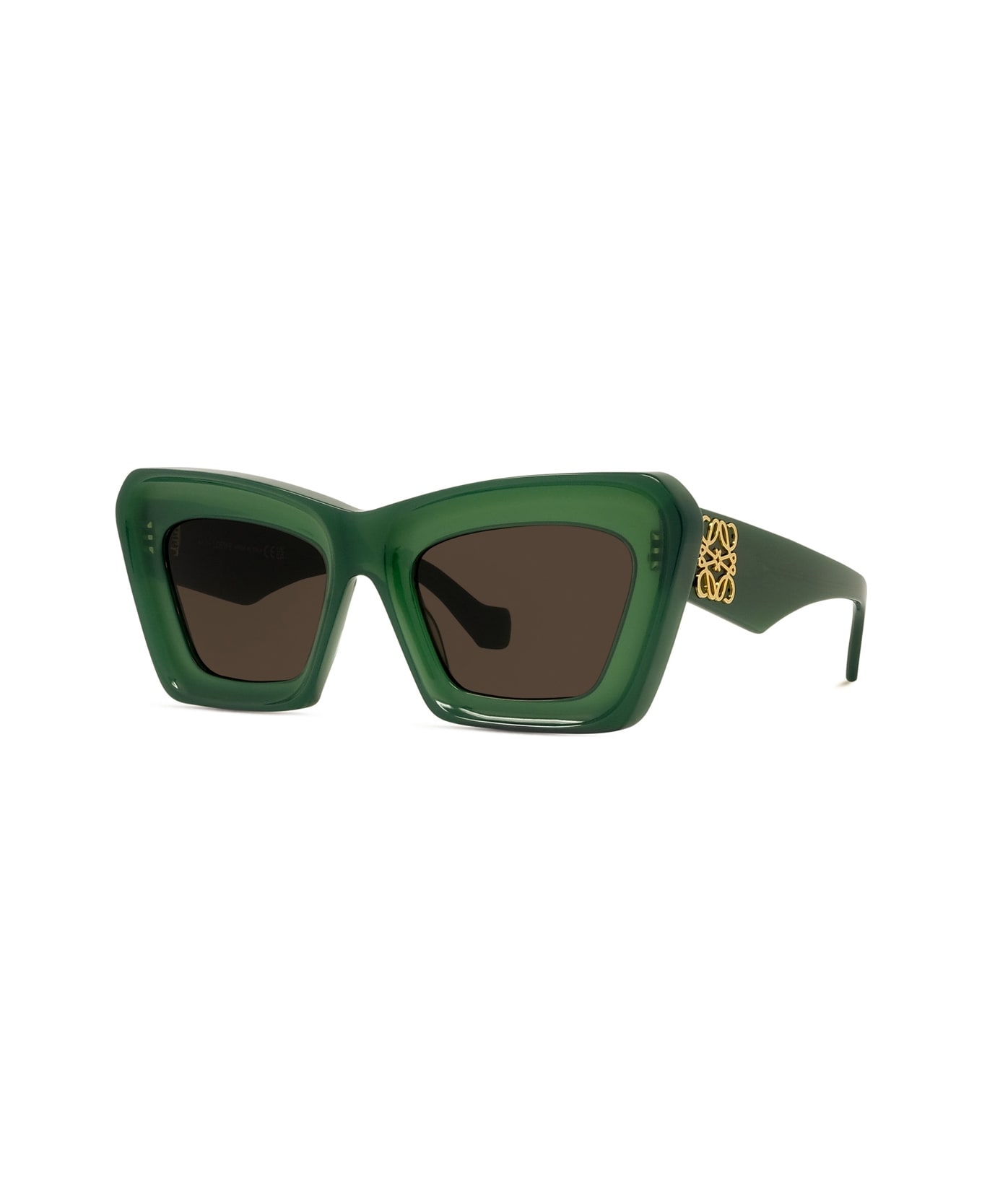 Loewe Lw40145i Anagram 96e Shiny Dark Green Sunglasses - Verde