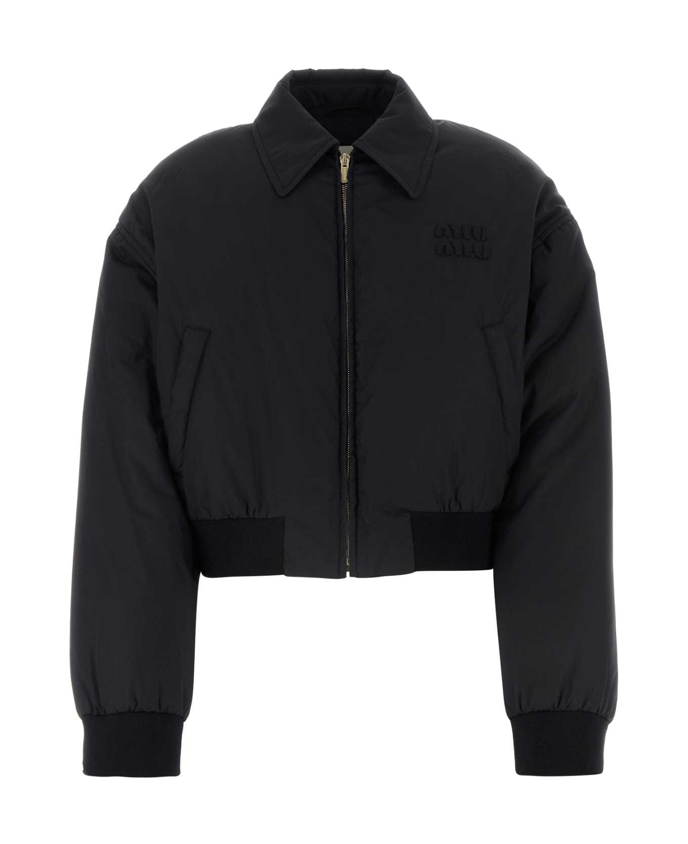Miu Miu Black Cotton Down Jacket - NERO