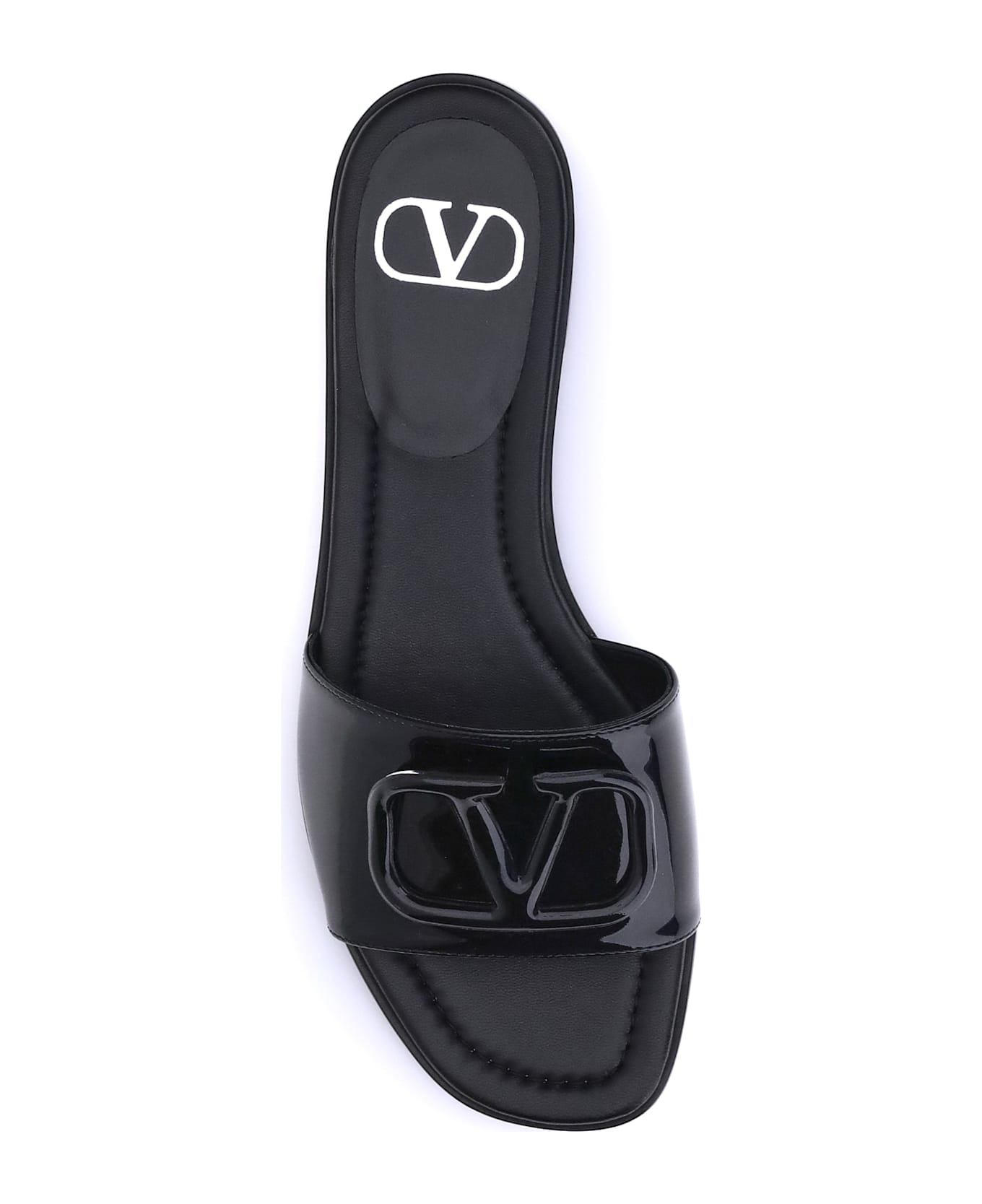 Valentino Garavani Patent Leathe Vlogo Slide Sandals