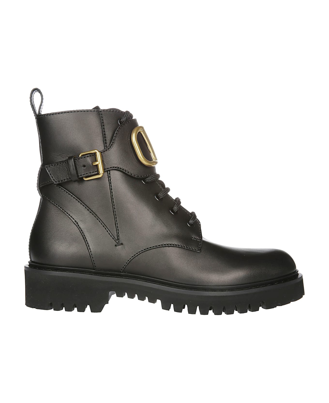 Valentino Black Leather Vlogo Ankle Boots - 0no