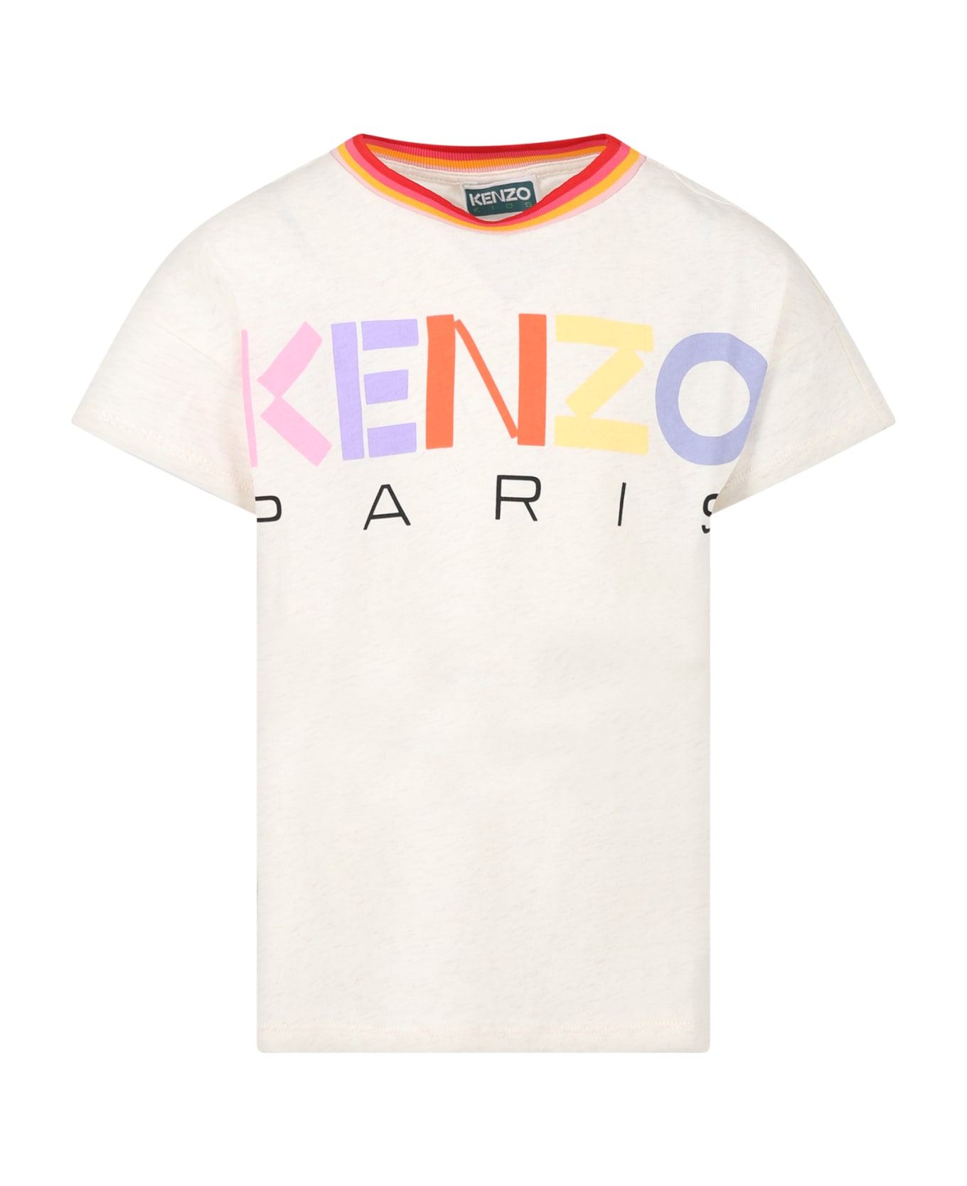 Kenzo Kids Beige Dress For Girl With Polo - Beige