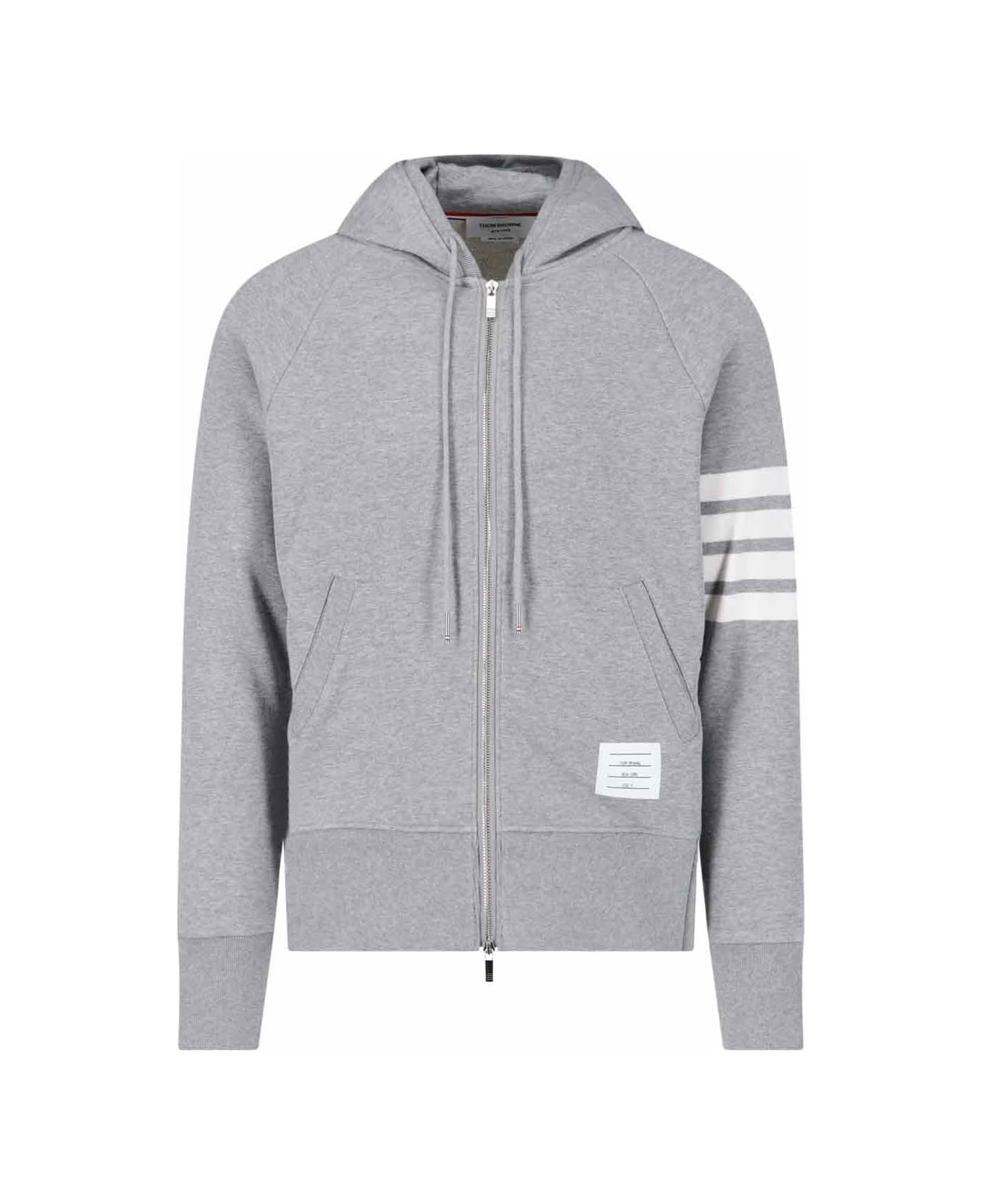 Thom Browne 4-bar Zip Hoodie - LIGHT GREY