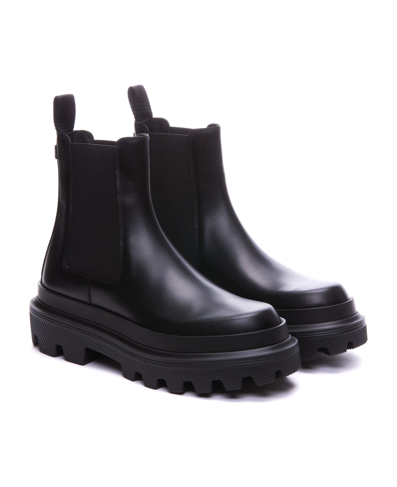 Dolce & Gabbana Leather Chelsea Boots - BLACK