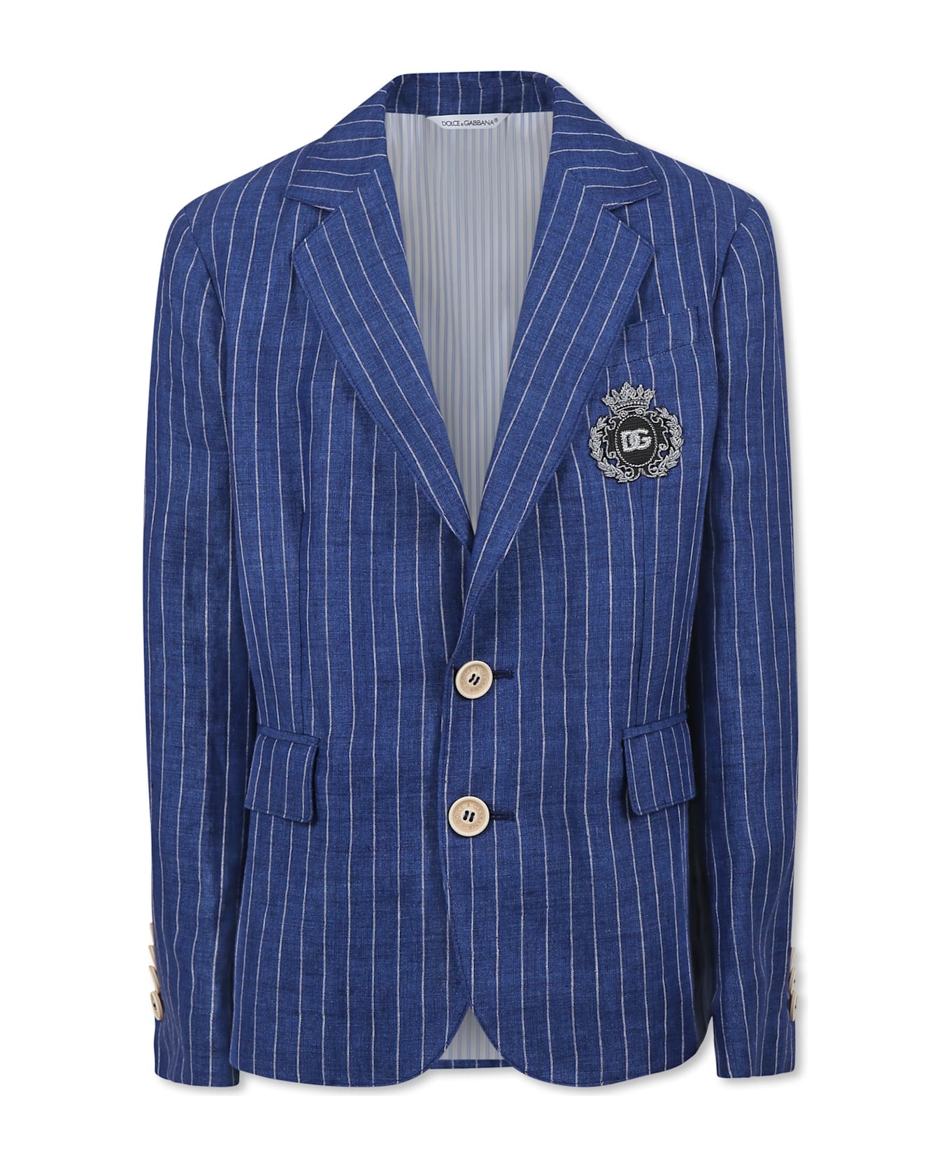 Dolce 
Gabbana Blue Jacket For Boy With Dg Monogram - Blue