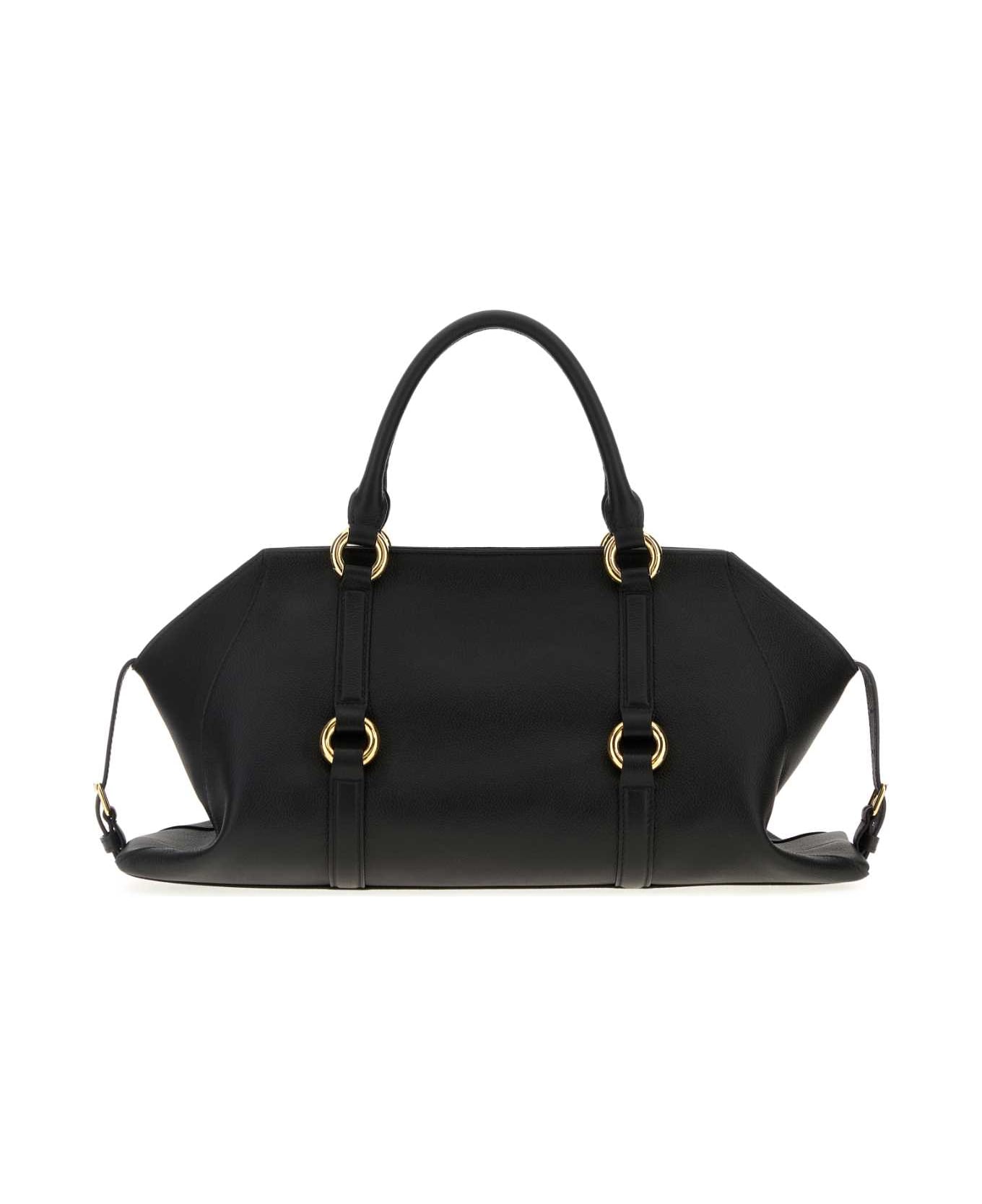 Alexander McQueen Black Leather Medium Farringdon Handbag - BLACKGOLD