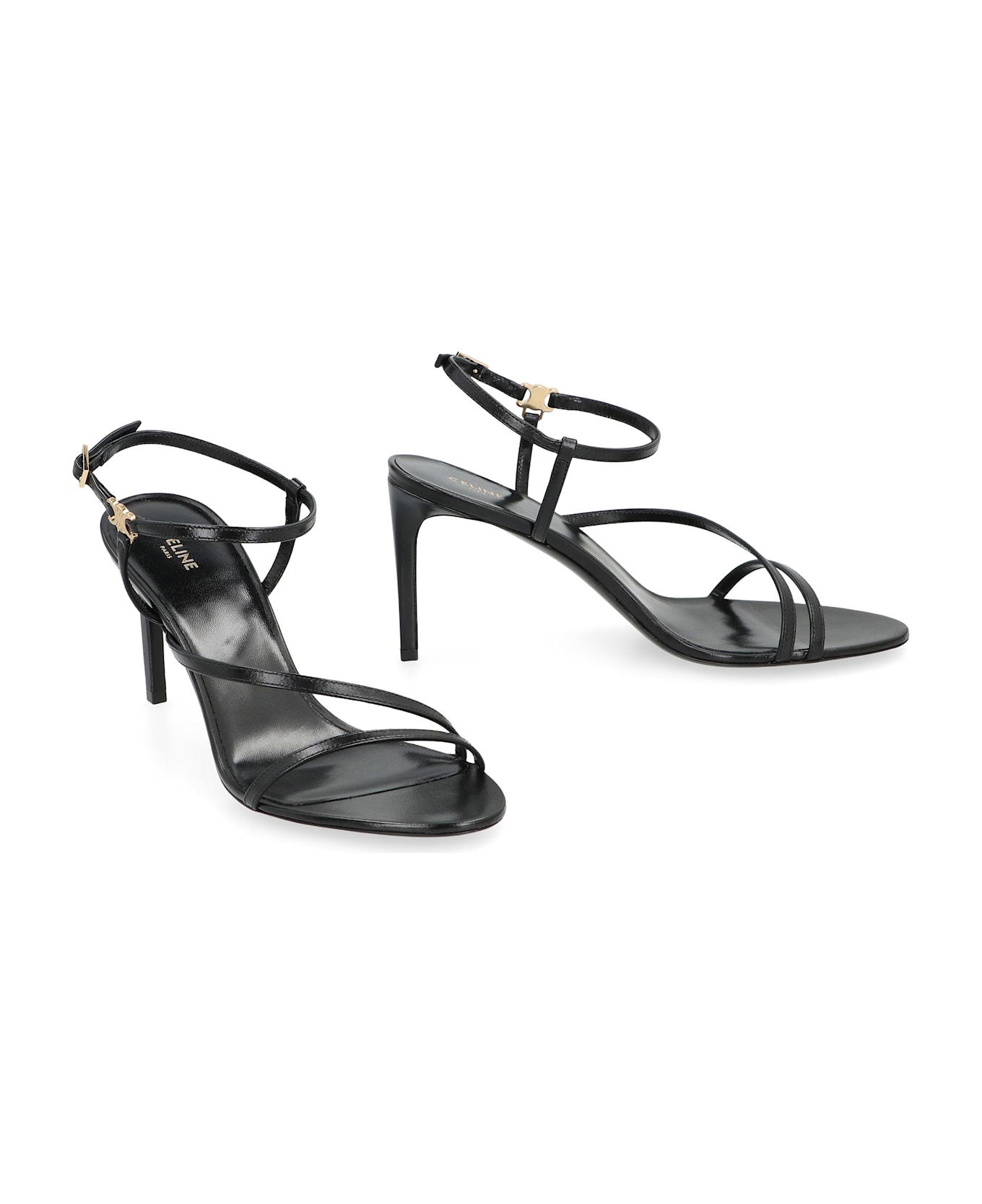 Celine Ava Sandals In Leather - black