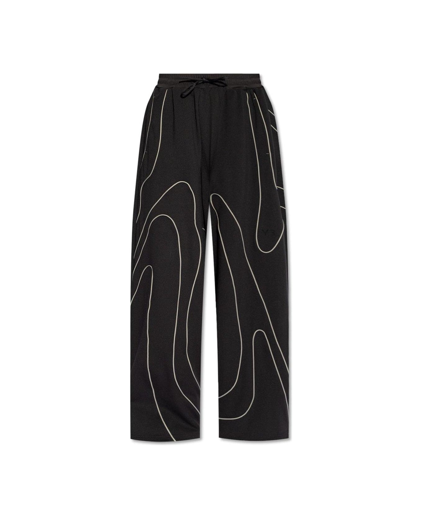 Y-3 Piping-detailed Wide-leg Trousers - BLACK