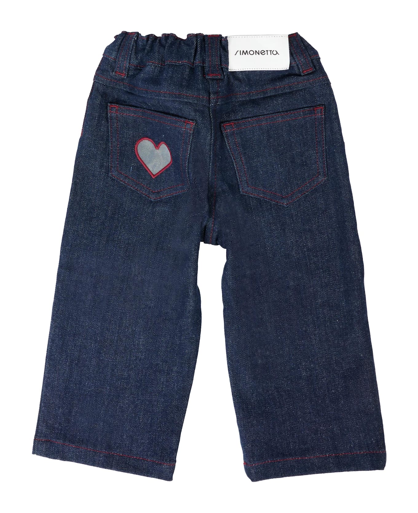 Simonetta Denim Jeans For Baby Girl With Heart - Denim