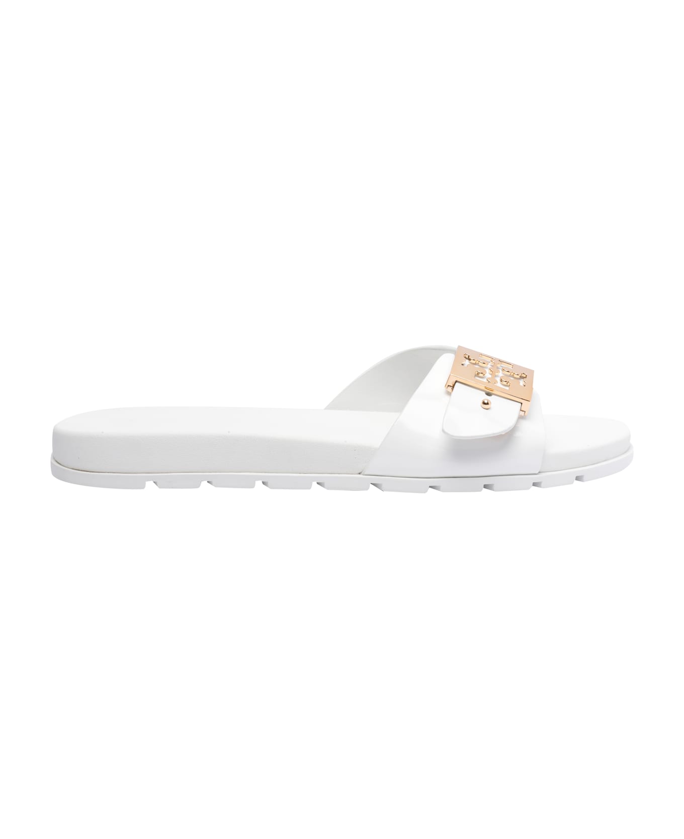 Tory Burch Buckle Slide Sandals - White