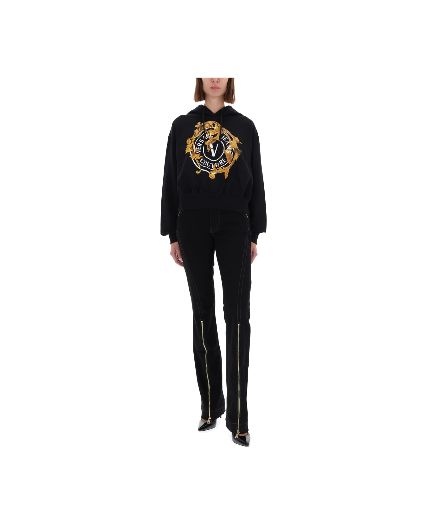 Versace Jeans Couture "v-emblem Baroque" Sweatshirt - BLACK