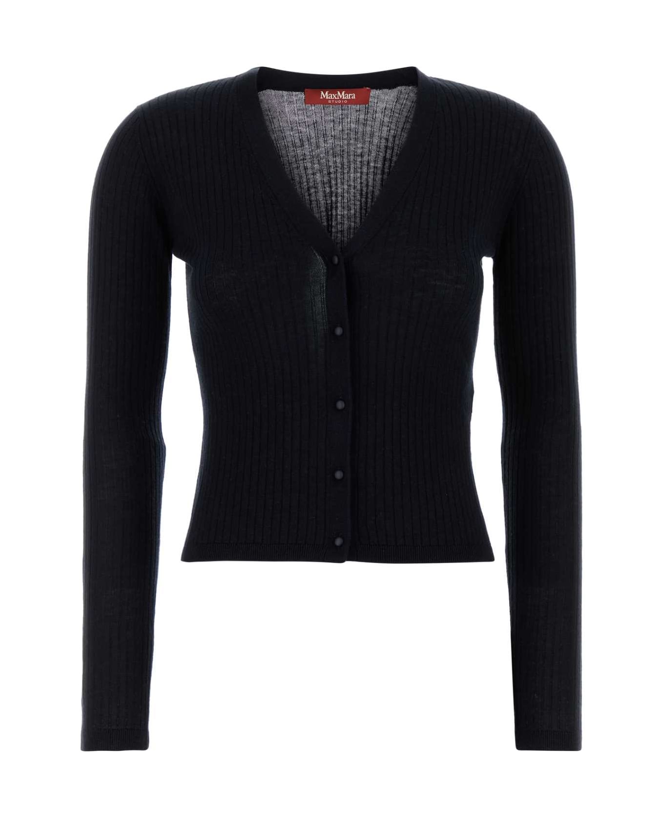 Max Mara Studio Midnight Blue Silk Blend Potus Cardigan - BLU