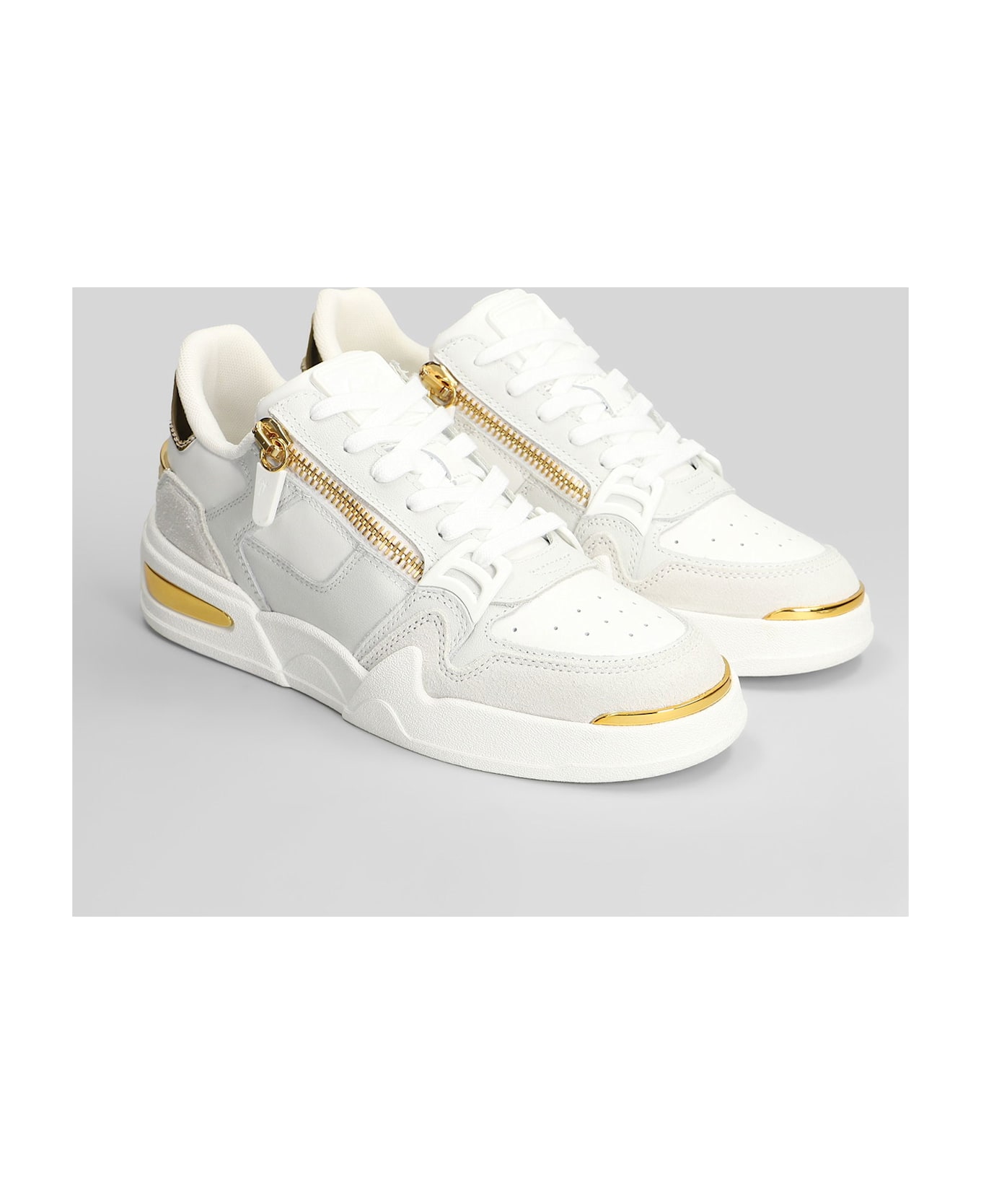Giuseppe Zanotti Gz-ghost Sneakers In White Suede And Leather - white