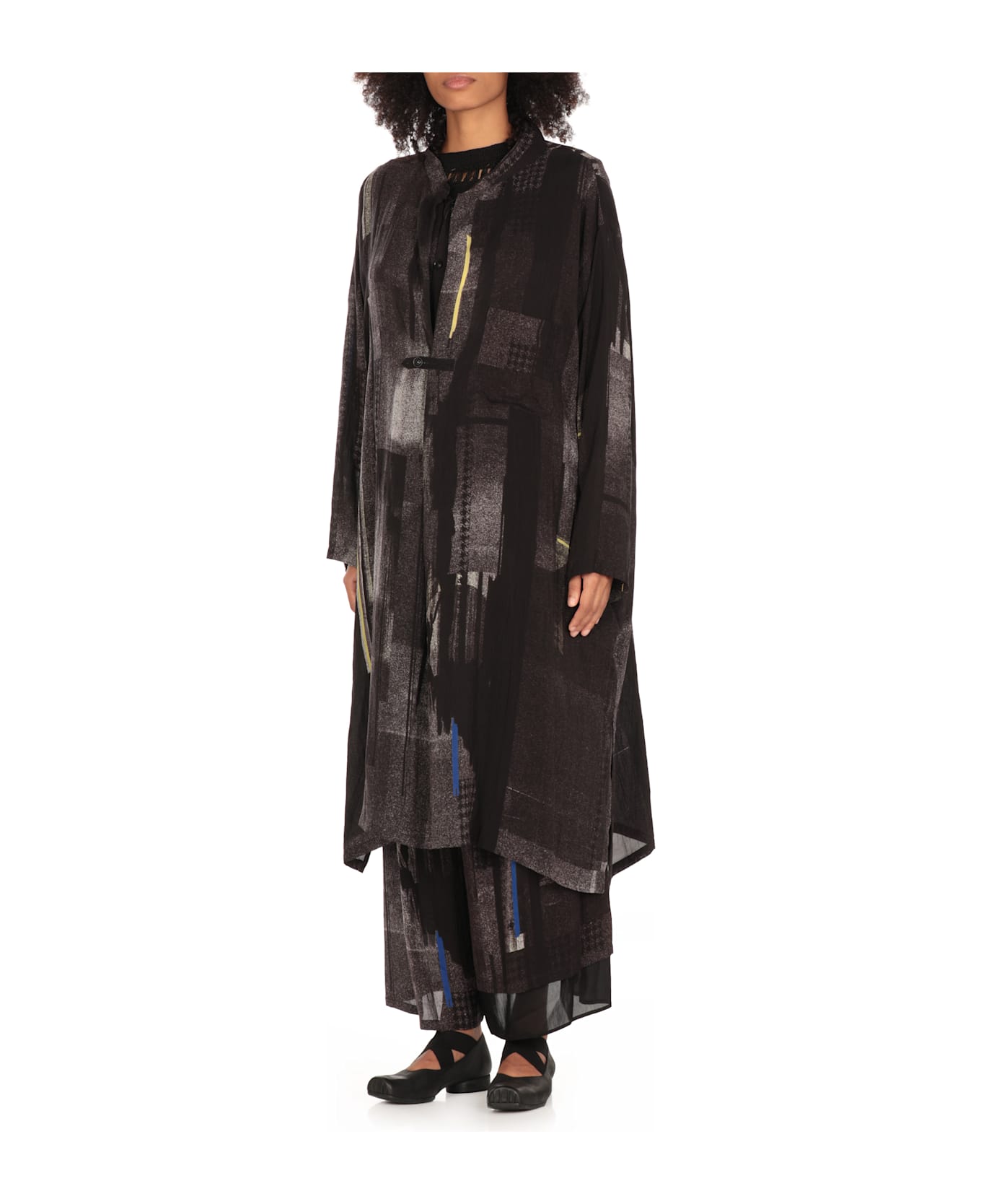 Y
s Dress With Geometric Pattern - Grey