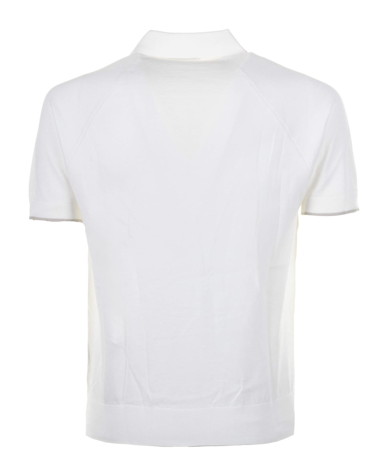Paolo Pecora White Short-sleeved Polo Shirt In Cotton - BIANCO