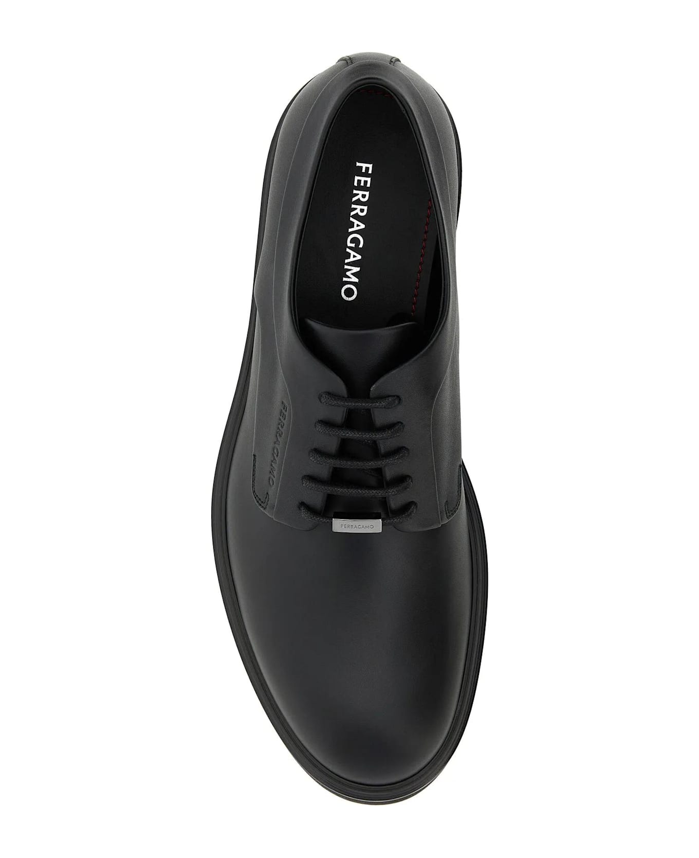 Ferragamo Black Leather Cervantes Lace-up Shoes - BLACK