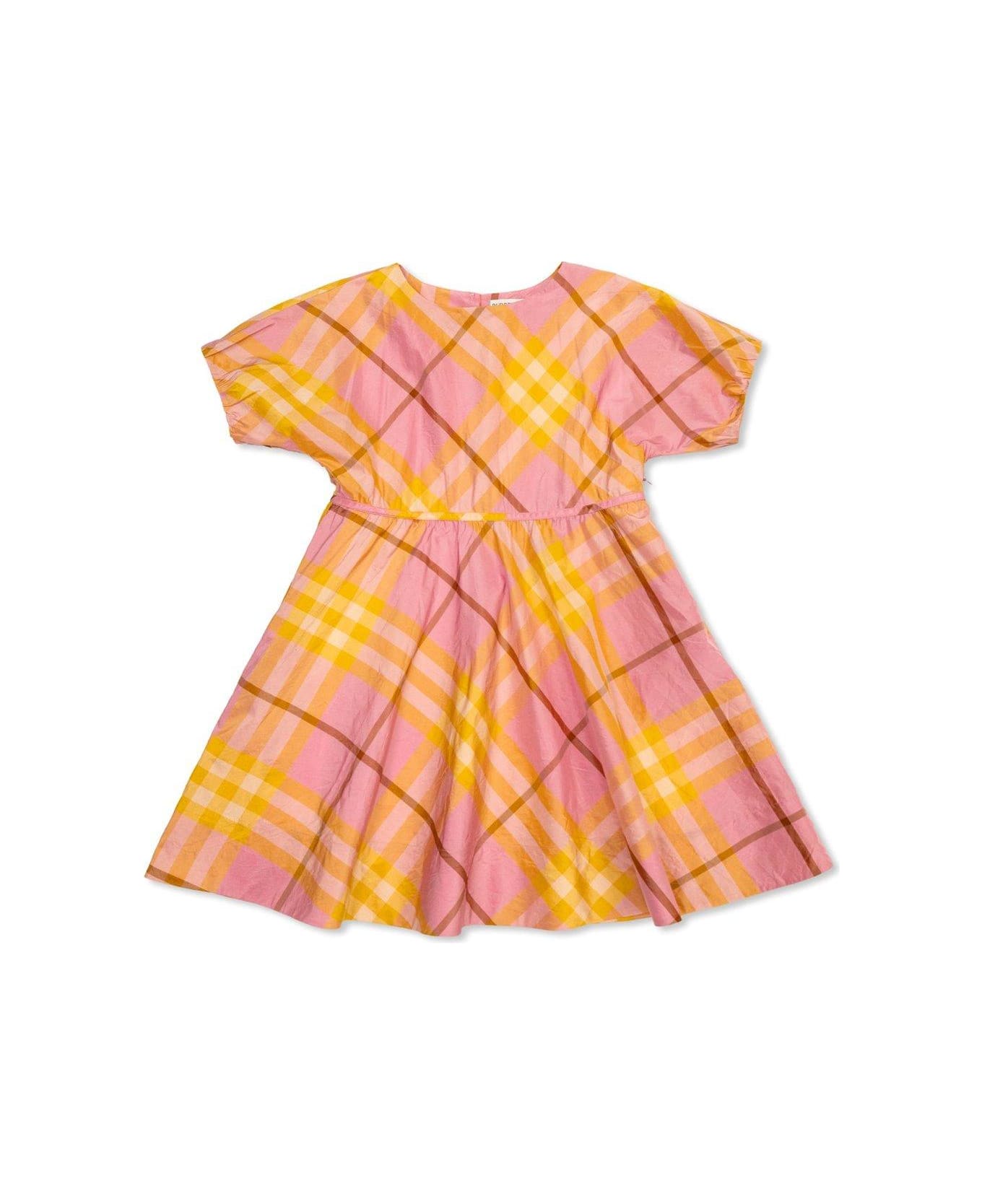 Burberry Checked Short Sleeved Dress - MULTICOLOUR