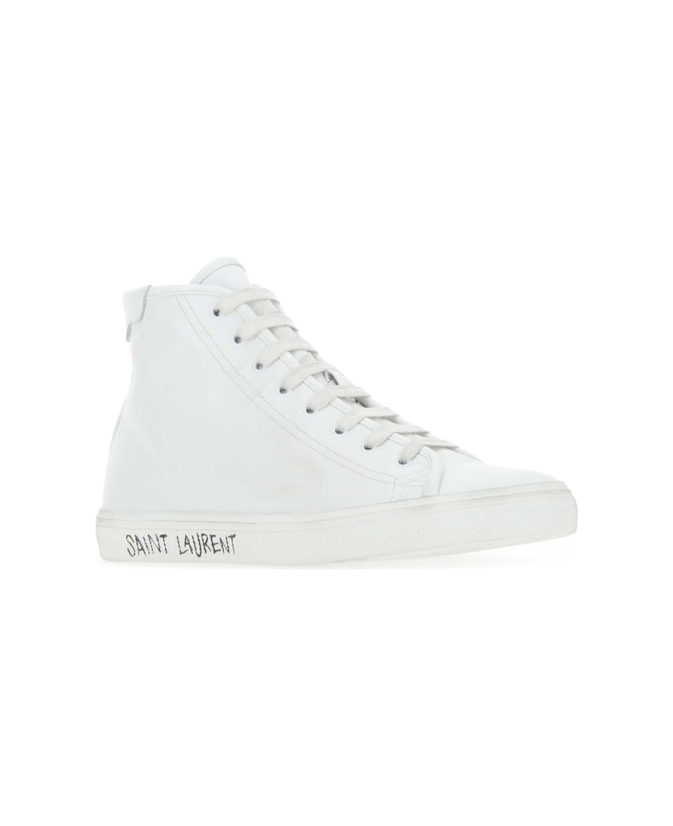 Saint Laurent White Leather Malibu Sneakers - 9030