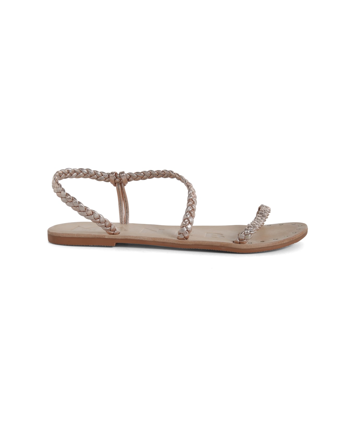 Manebi Leather Braid Sandals - Platinum