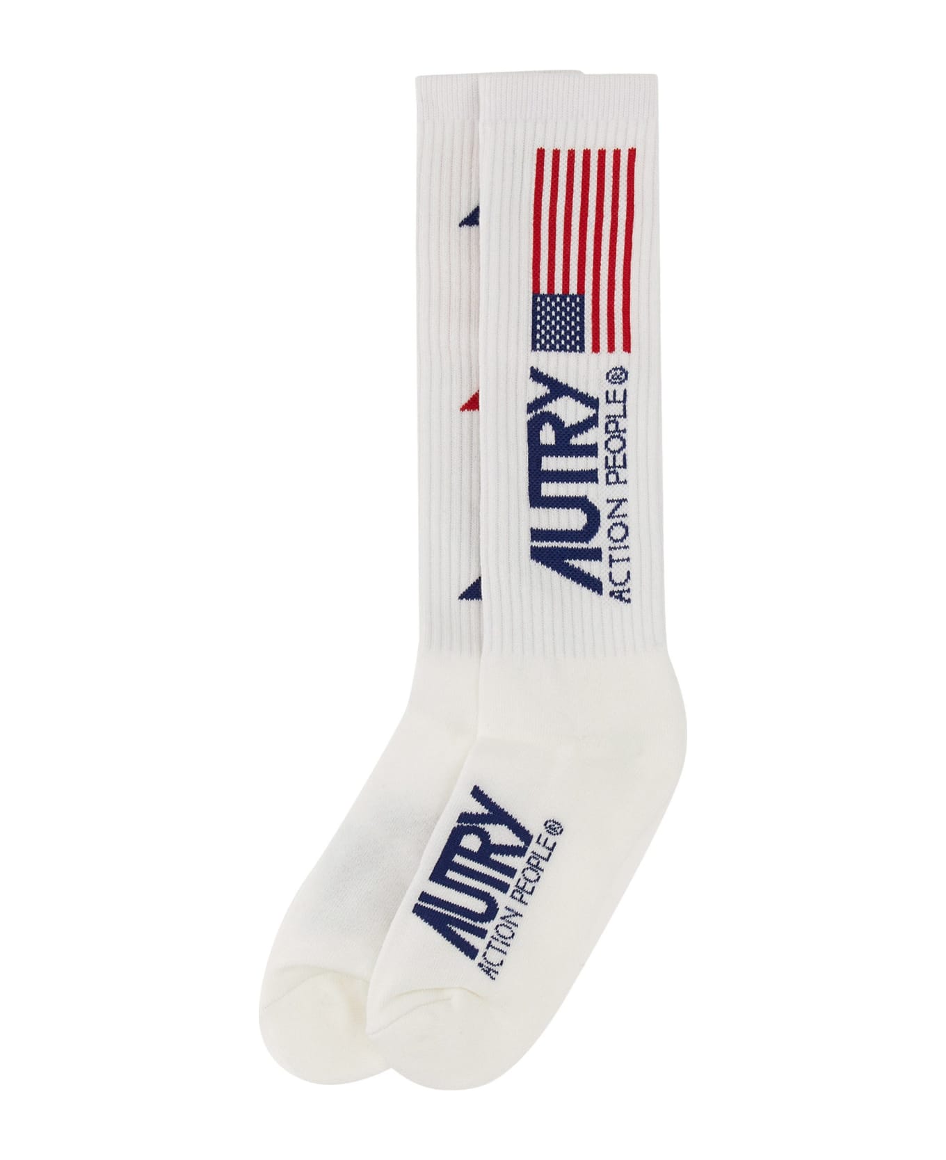 Autry Socks With Logo - BIANCO