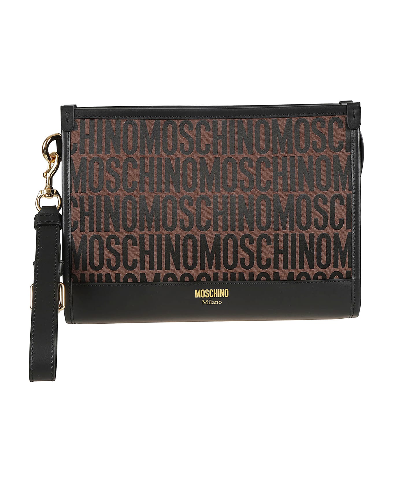 Moschino Jacquard Logo Pouch - Brown クラッチバッグ