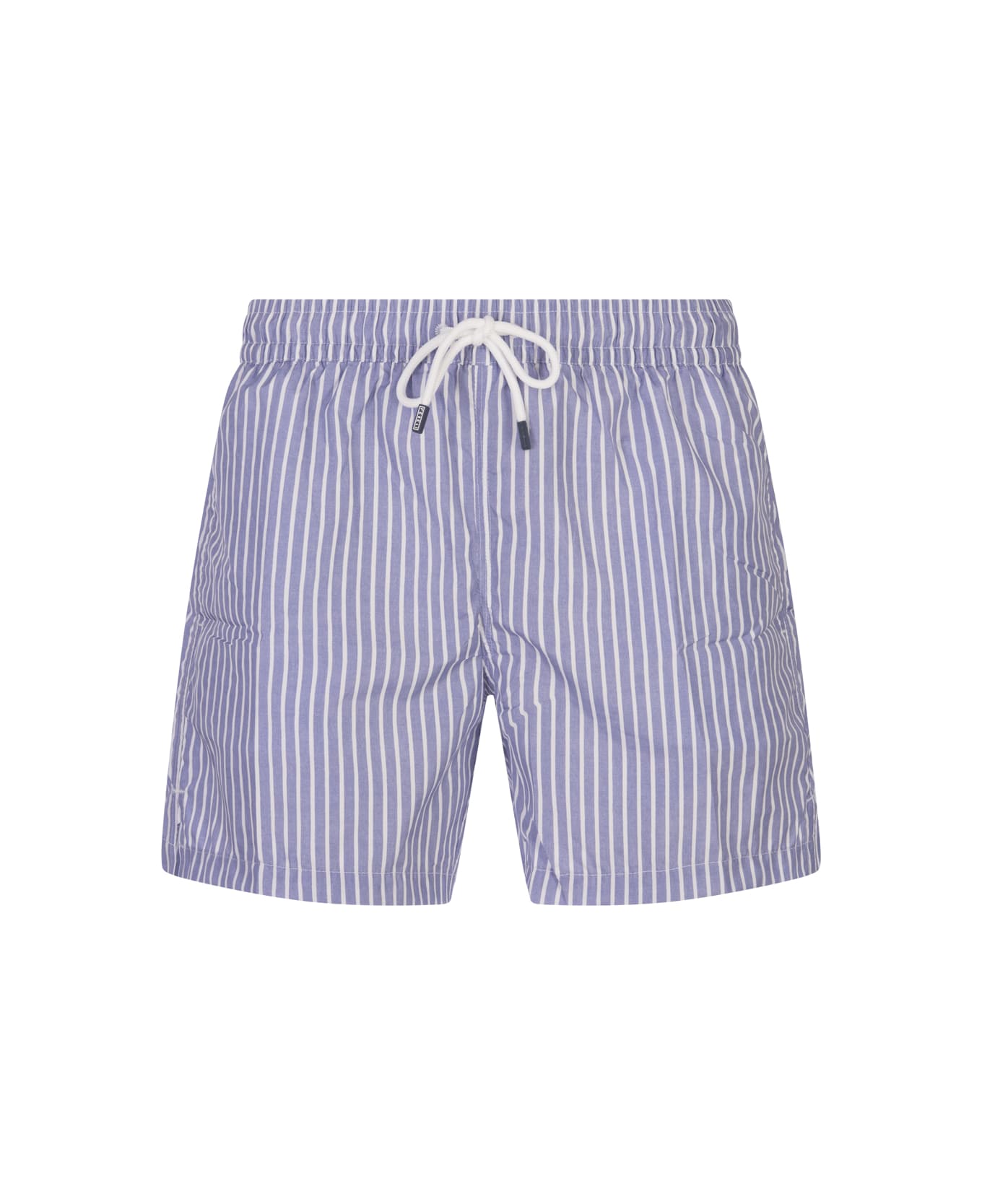 Fedeli Cornflower Blue And White Striped Swim Shorts - Blue