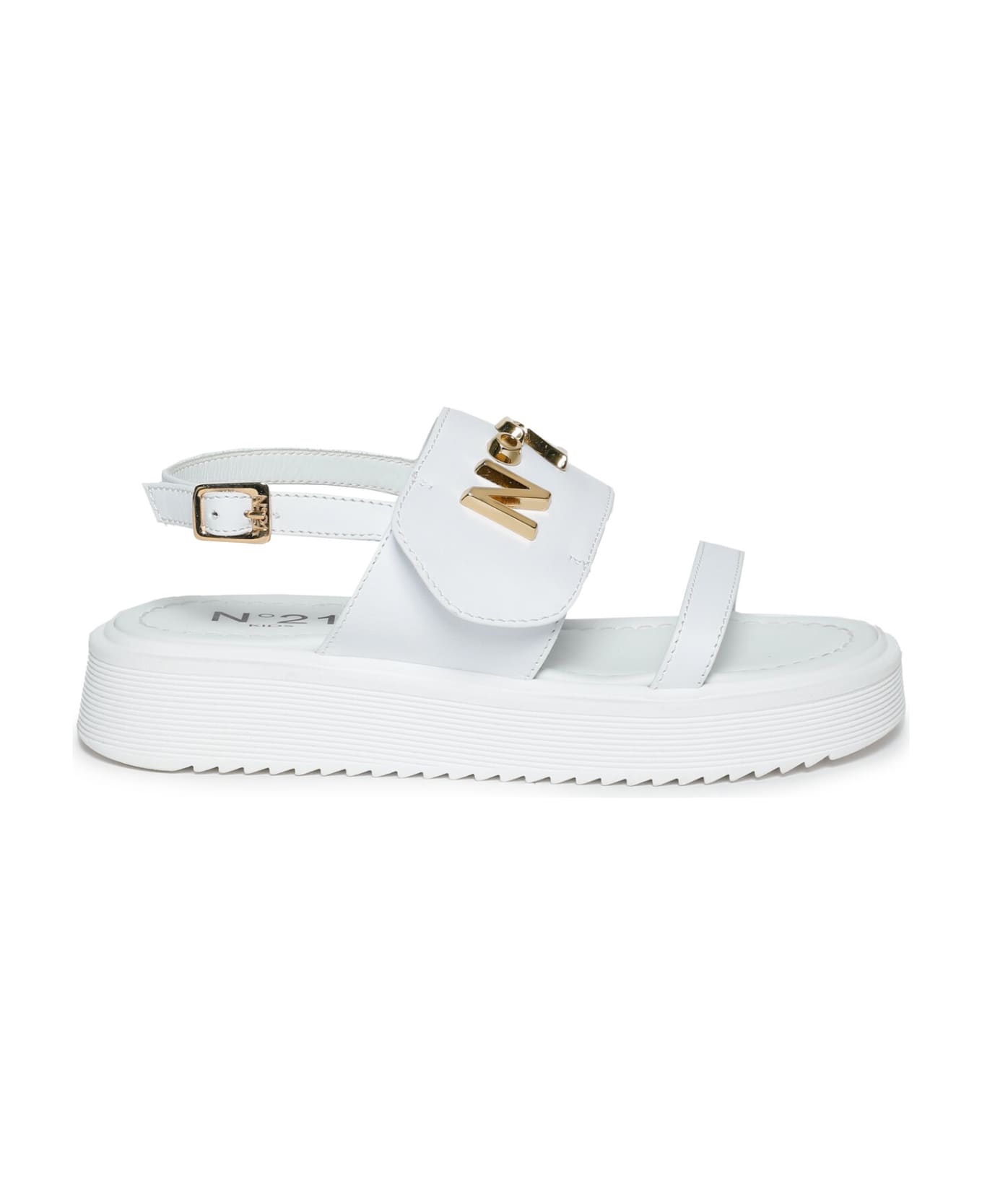 N.21 Mt73317 Sandals N°21 White Sandals With Metallic Logo - White