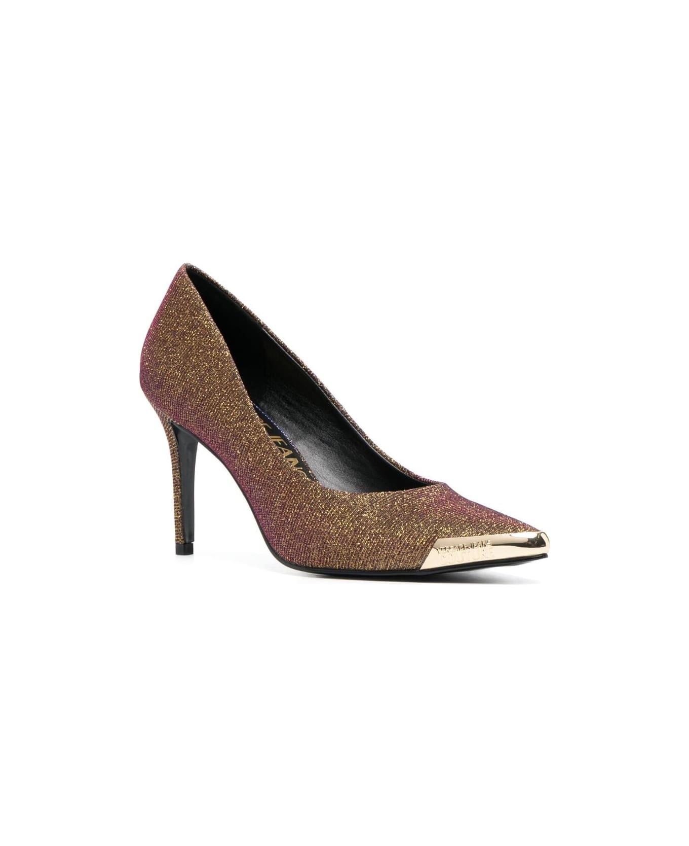 Versace Jeans Couture Dis S50 Scarlett Glitter Lurex Pumps With Thin Heel - Gold