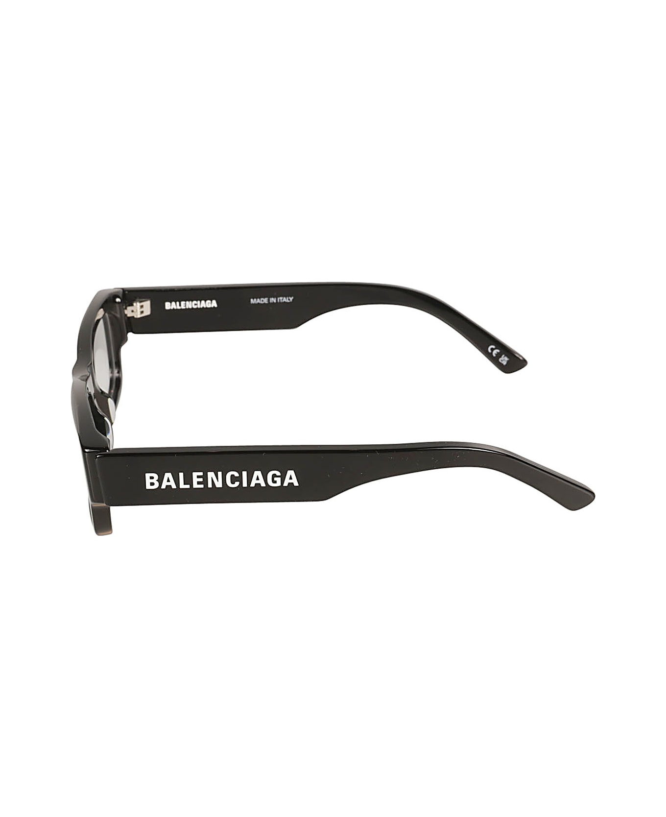 Balenciaga Eyewear Logo Sided Rectangular Frame Glasses - Black/Transparent アイウェア