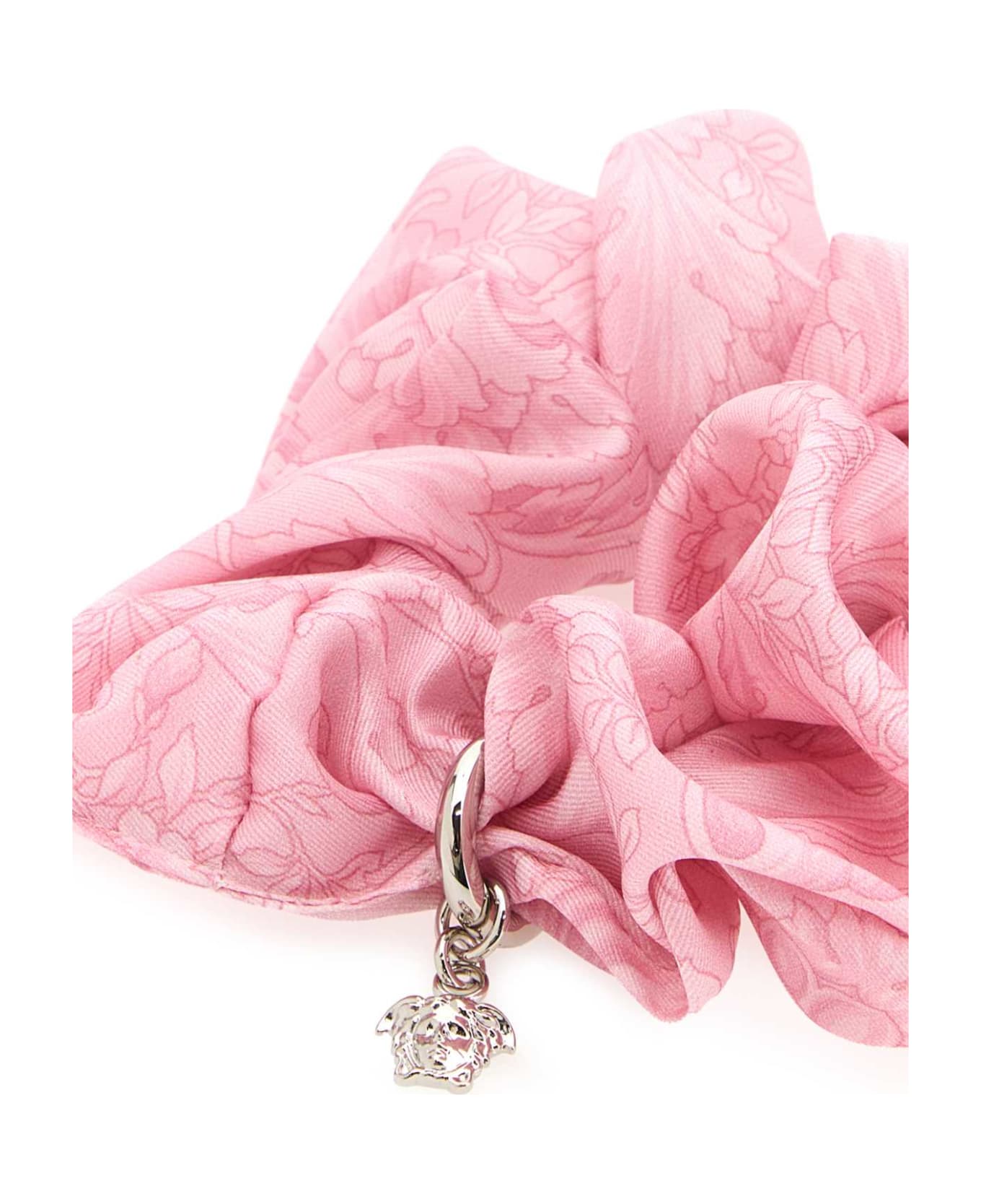 Versace Pink Satin Scrunchie - PALEPINKPALLADIO ヘアアクセサリー