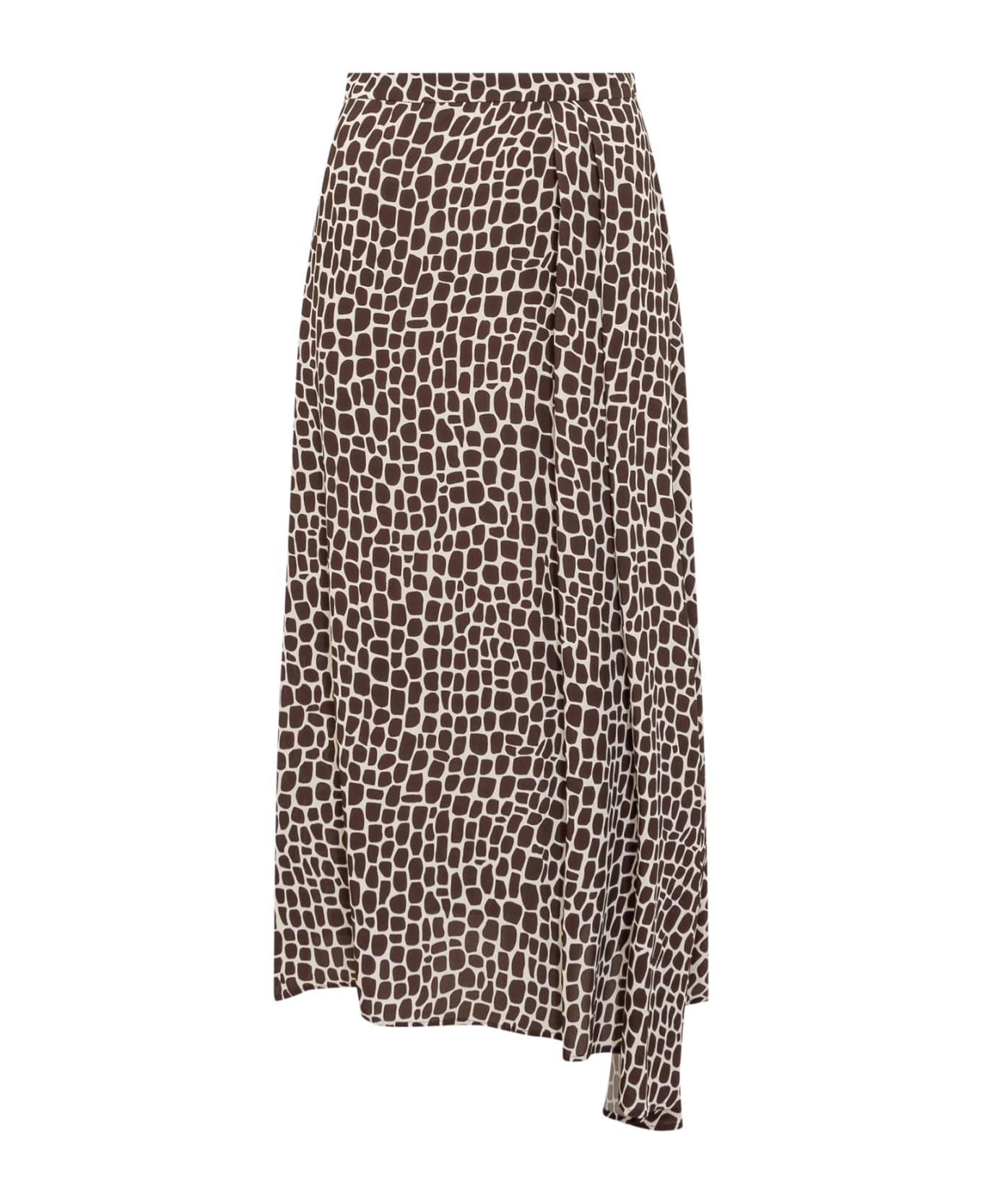 MSGM Asymmetrical Long Skirt With Print - OFF WHITE