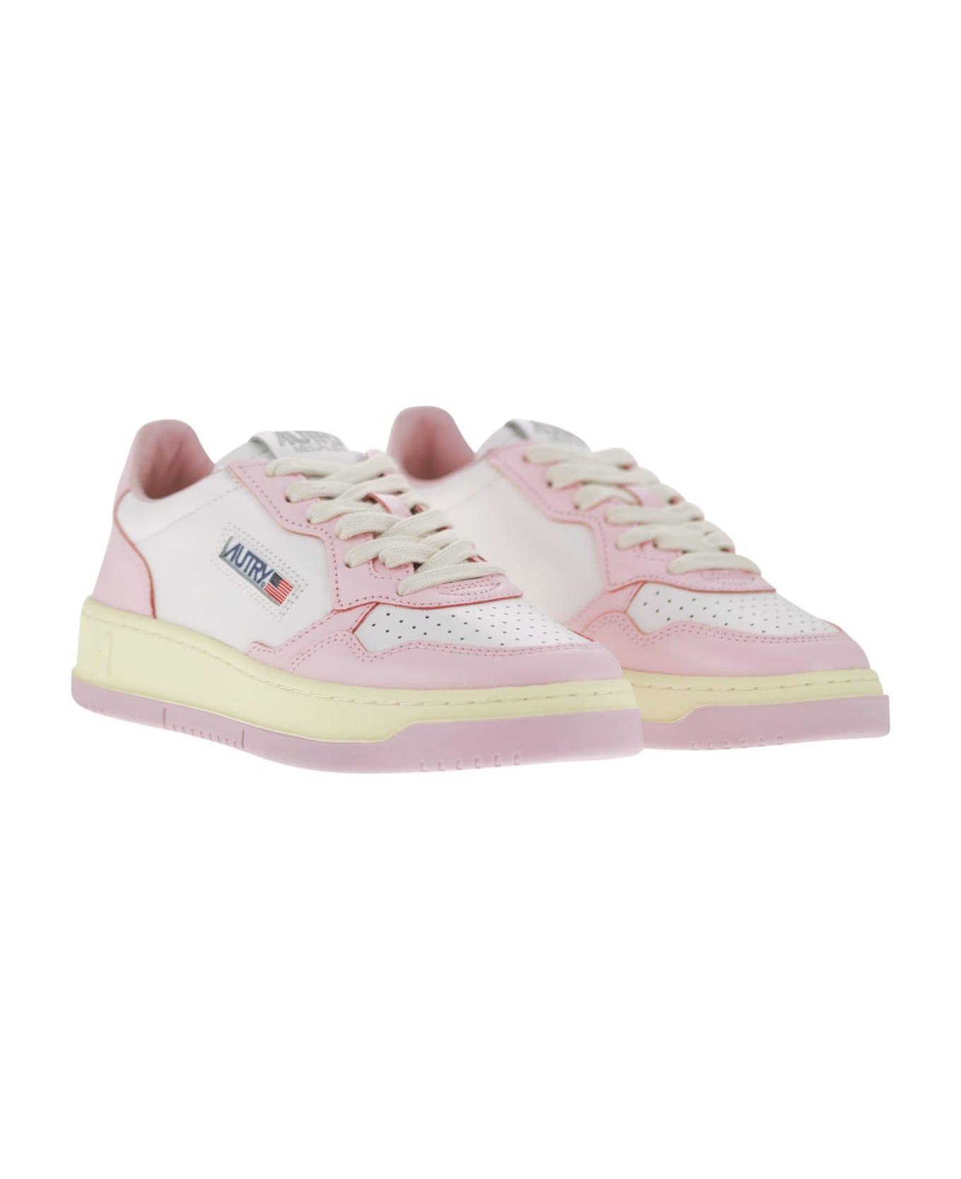 Autry Medalist Low Leather Sneakers - White/pink スニーカー