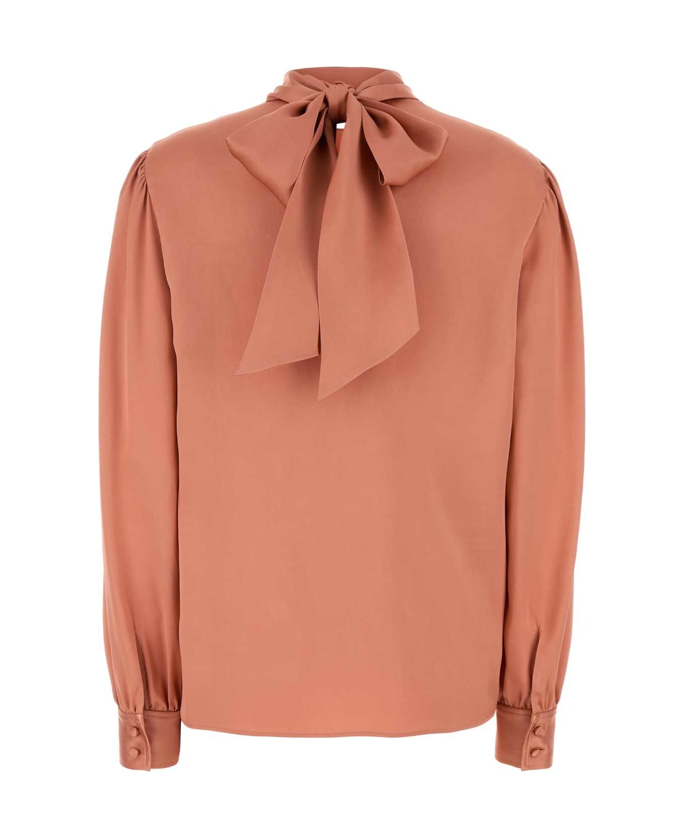 Tom Ford Salmon Satin Blouse - SHIMMERYTERRACOTTA
