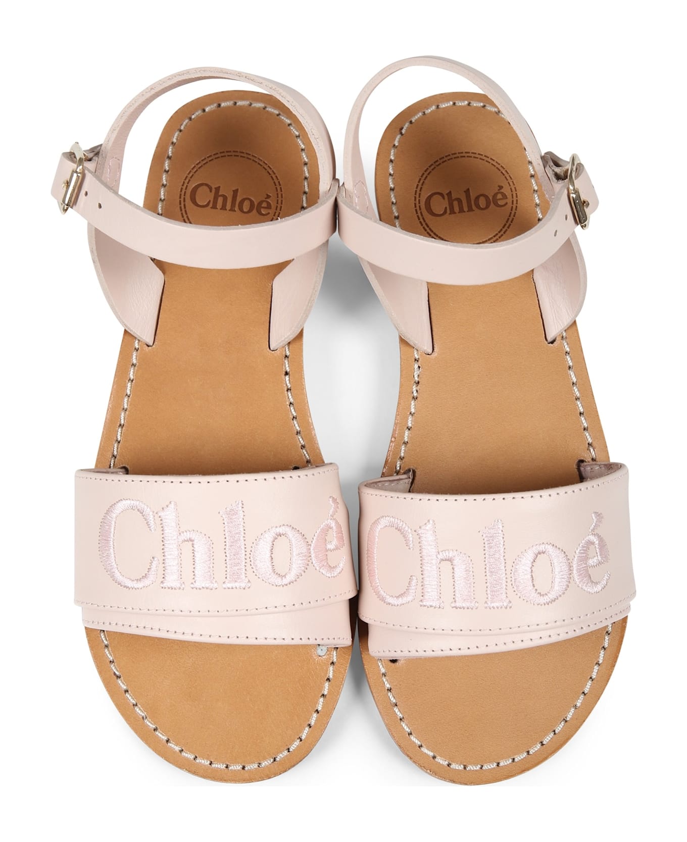 Chloé Pink Sandals For Girl With Logo - Pink
