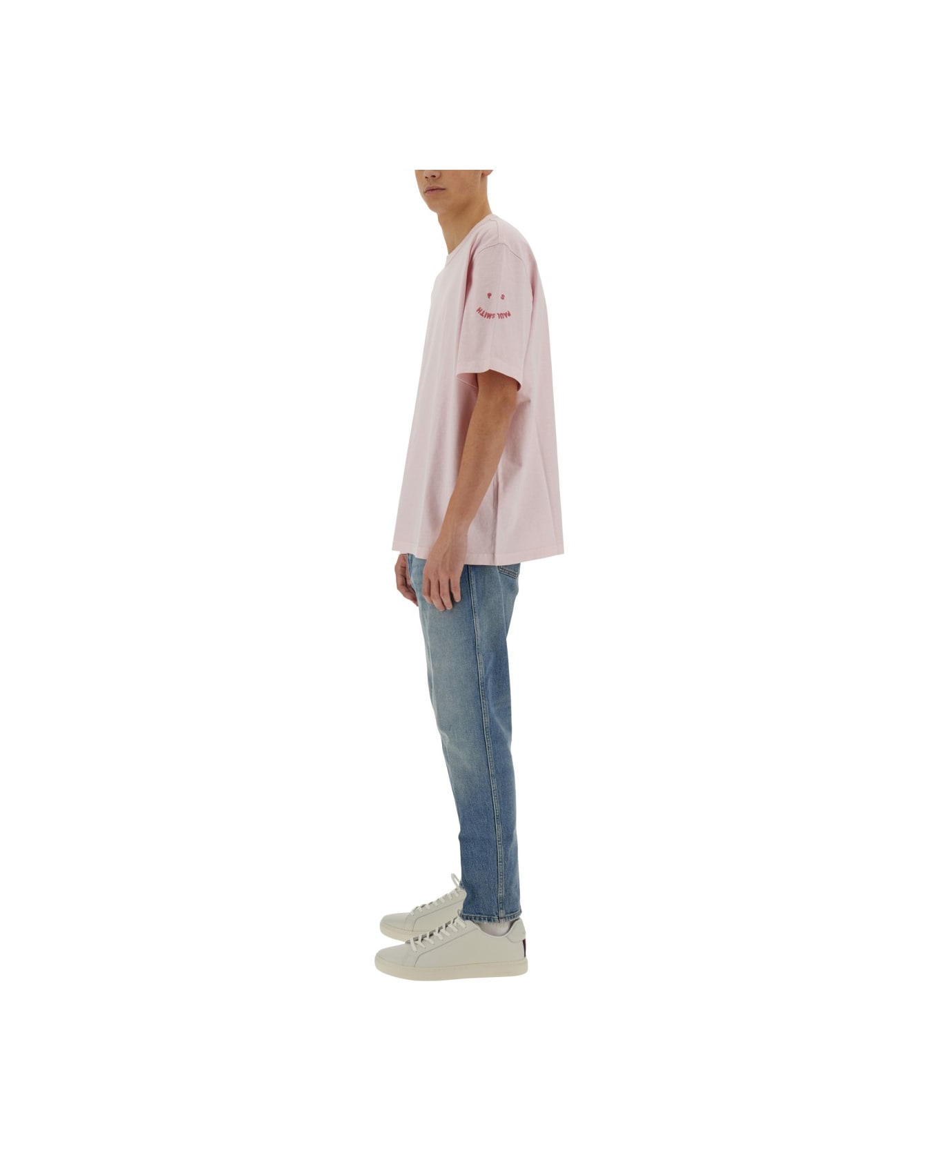 PS by Paul Smith T-shirt With Embroidery Ps Happy - PINK