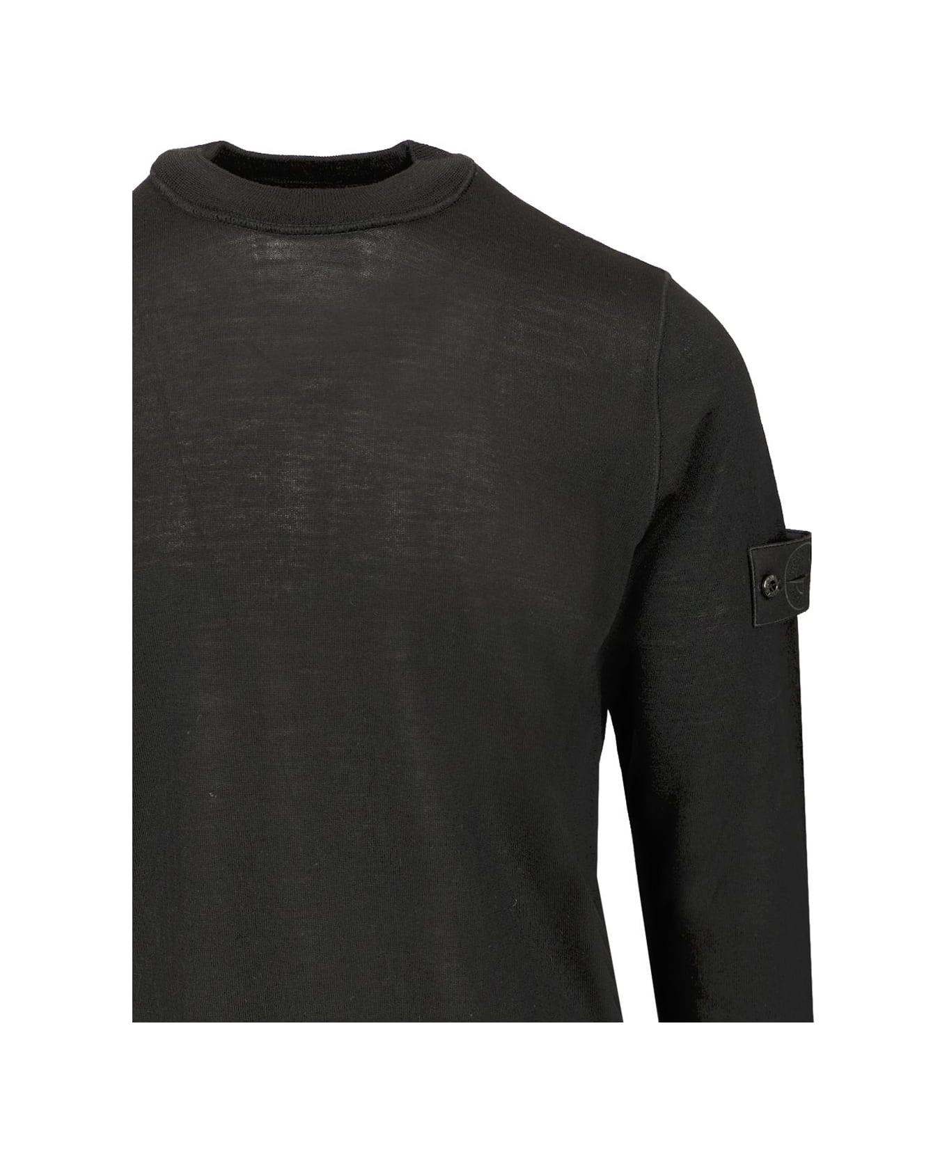 Stone Island Crewneck Wool Sweater - Black
