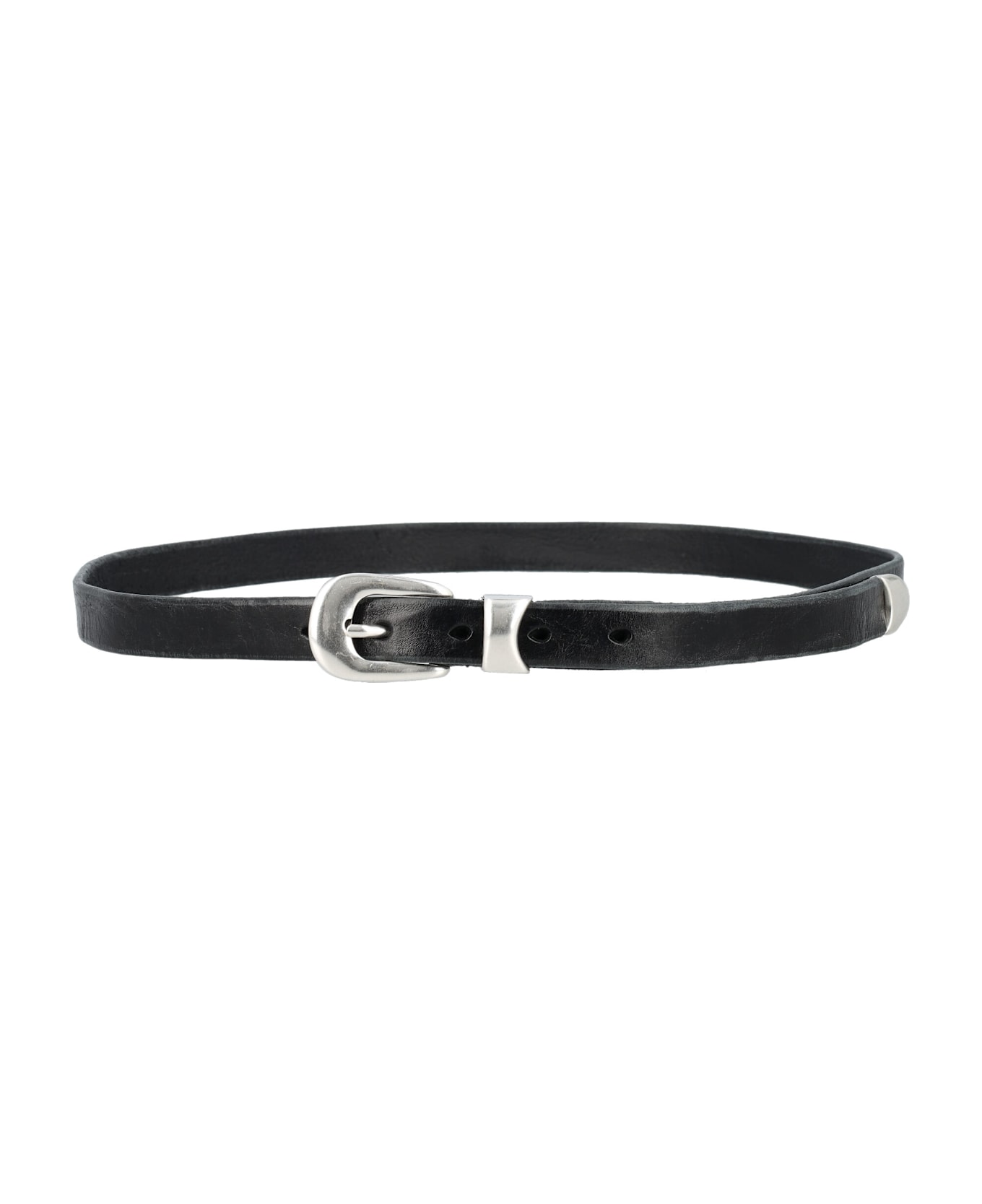 Our Legacy Black Leather Belt With Metal Buckle - BLACK