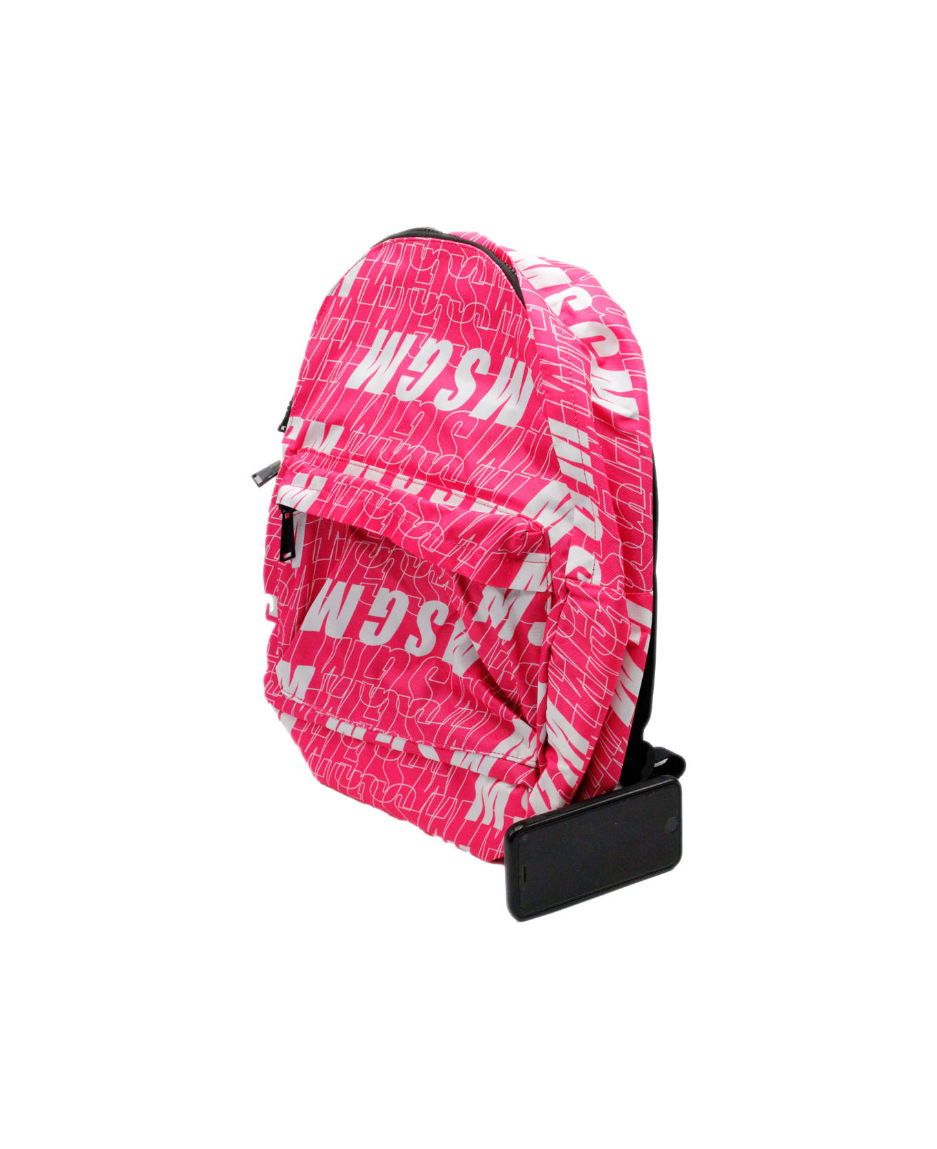MSGM Backpack With Lettering - Fucsia