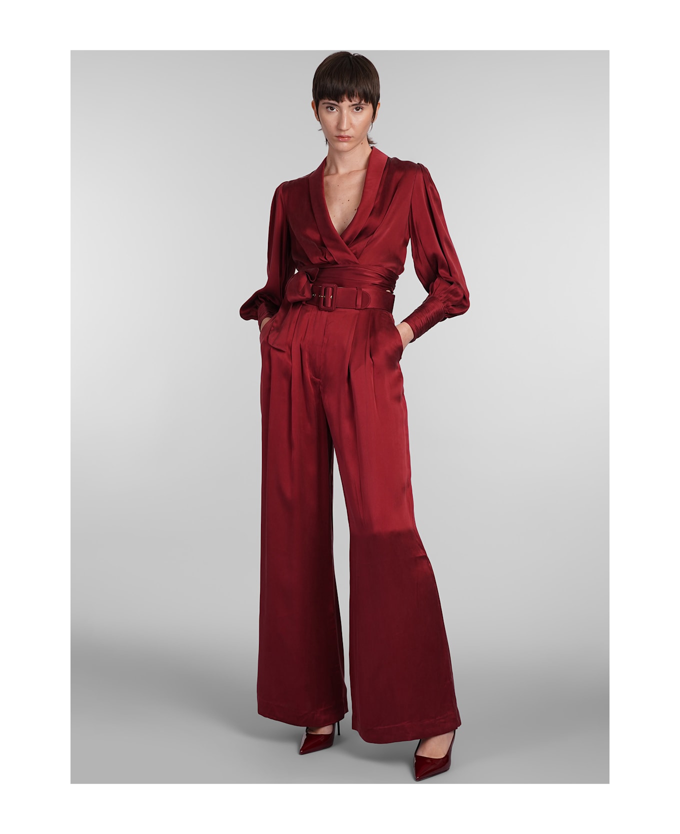 Zimmermann Pleated Tuck Pants - Bur Burgundy